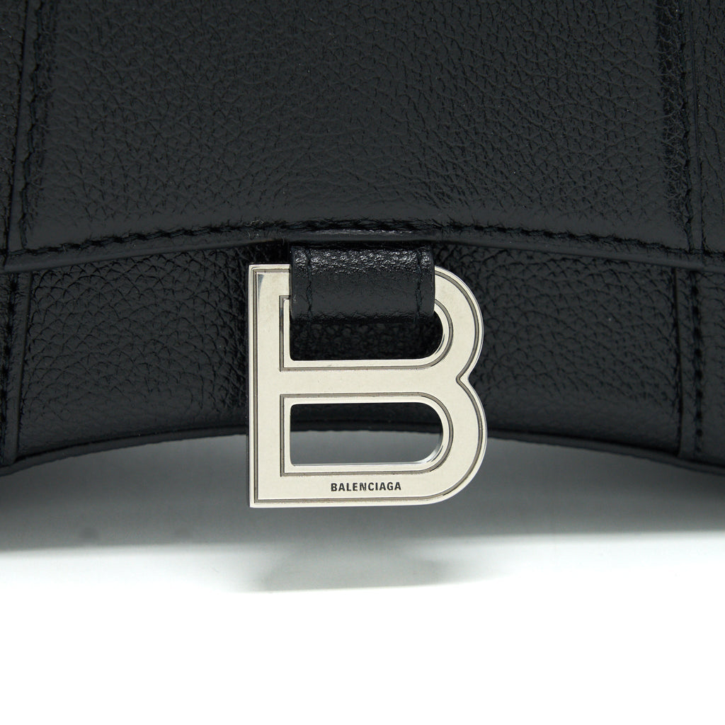 BALENCIAGA HOURGLASS AS GRAINED CALFSKIN BLACK SHW