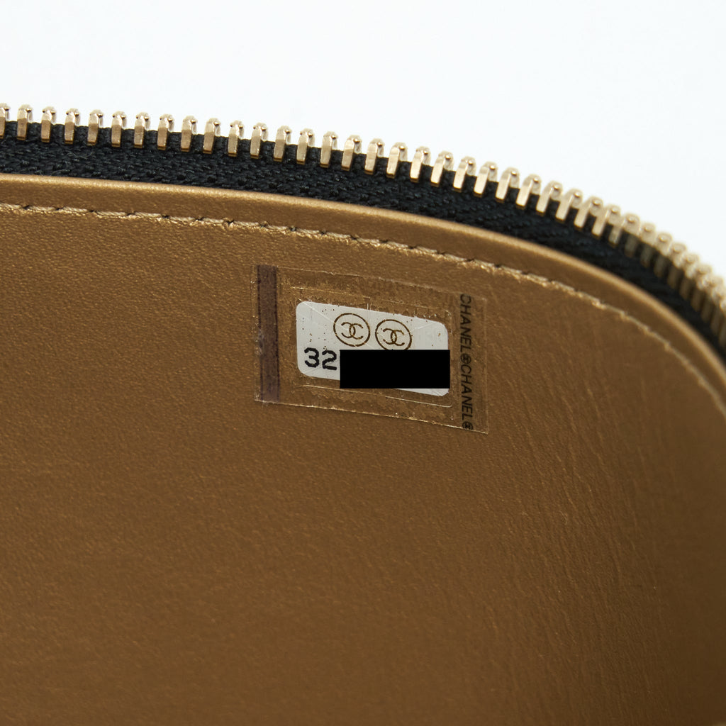 CHANEL 22S PEARL CRUSH LONG VANITY WITH CHAIN LAMBSKIN BLACK GHW