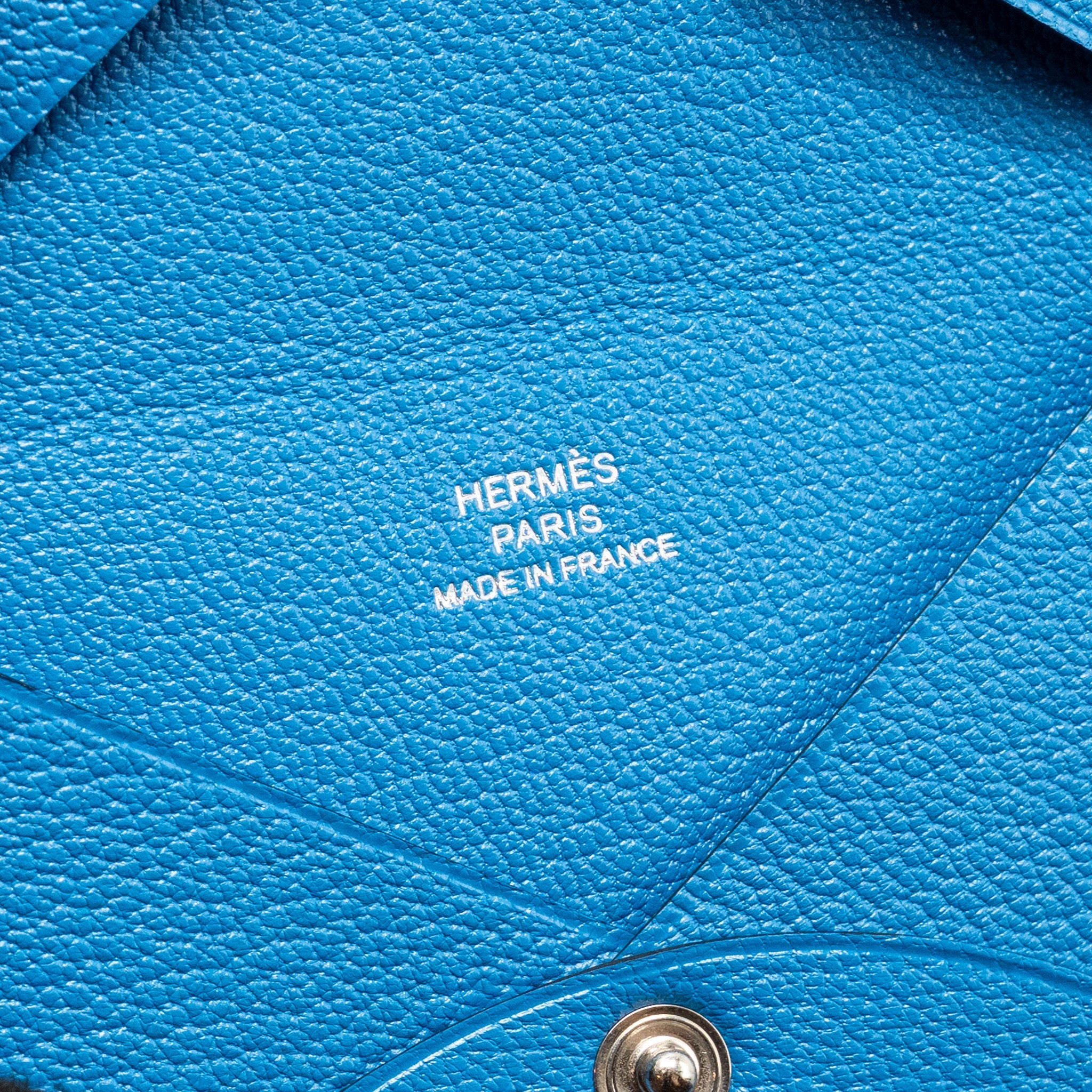HERMES SPECIAL EDITION CALVI CARD HOLDER CHEVRE MYSORE BLUE BRIGHTON SHW