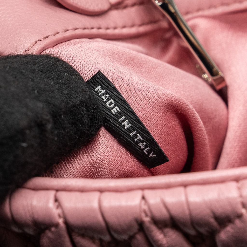 MIU MIU CRYSTAL SHOULDER BAG LAMBSKIN PINK SHW