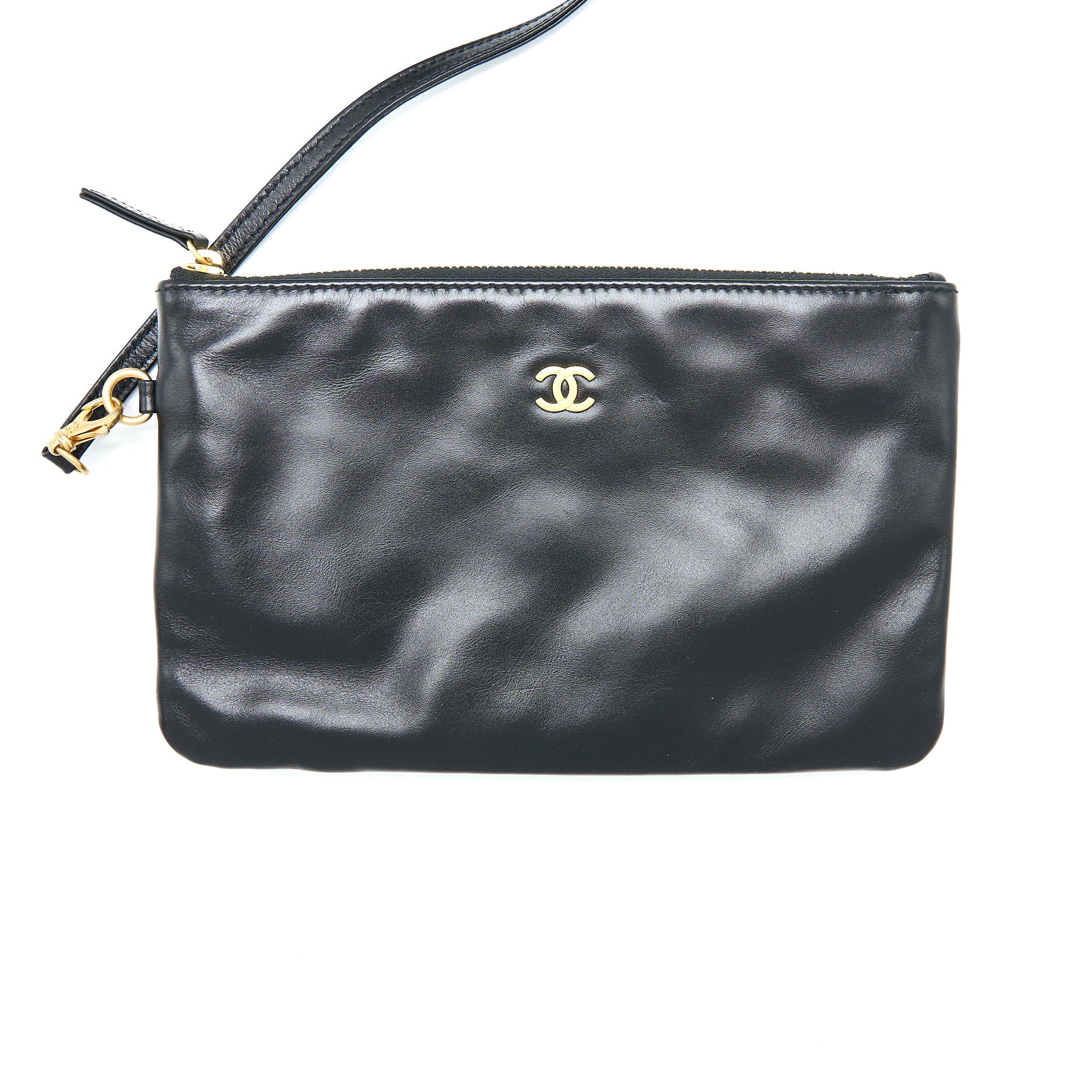 CHANEL MEDIUM 22 BAG SHINY CALFSKIN BLACK BRUSHED GHW (MICROCHIP)
