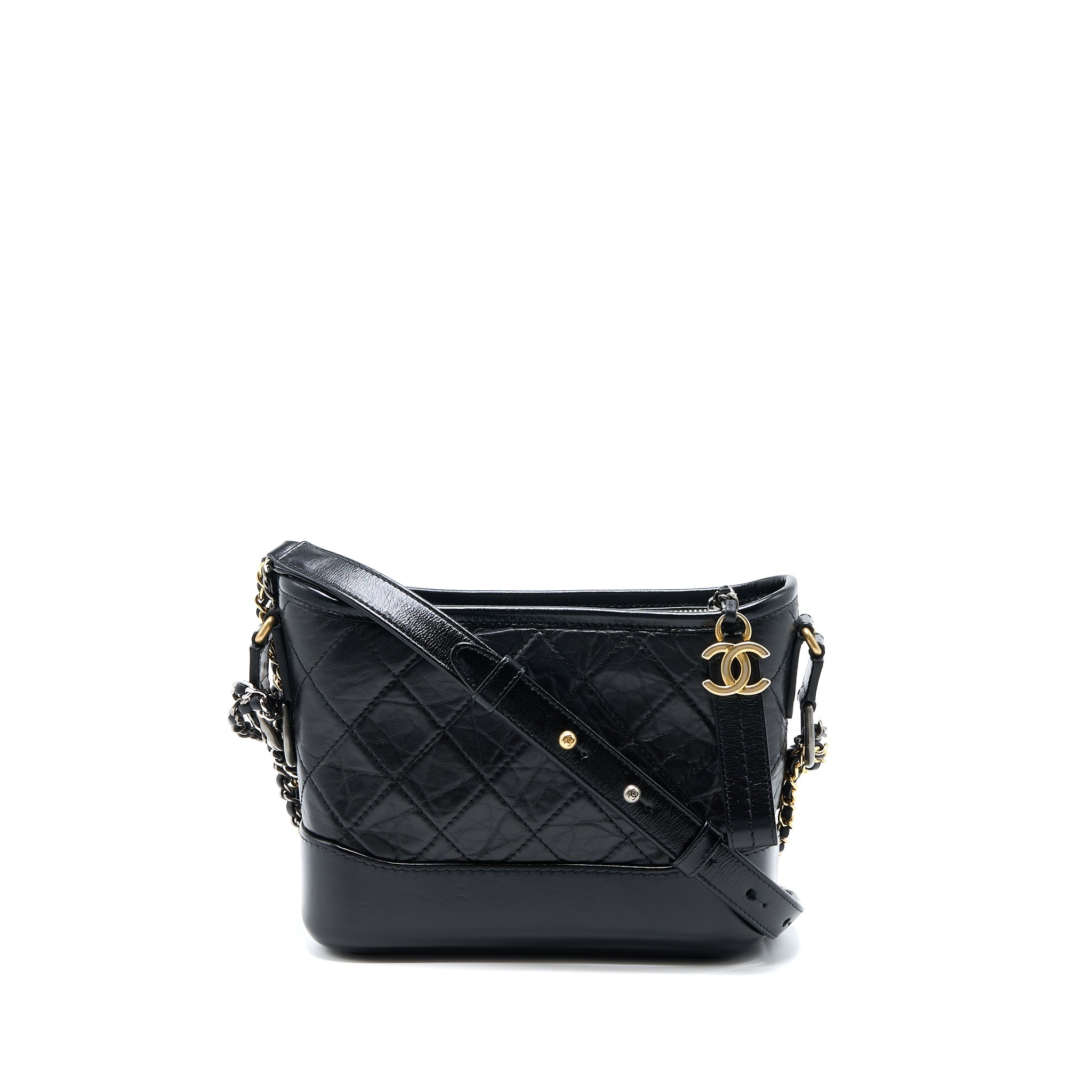 CHANEL SMALL GABRIELLE HOBO BAG BLACK WITH MULTICOLOUR HARDWARE