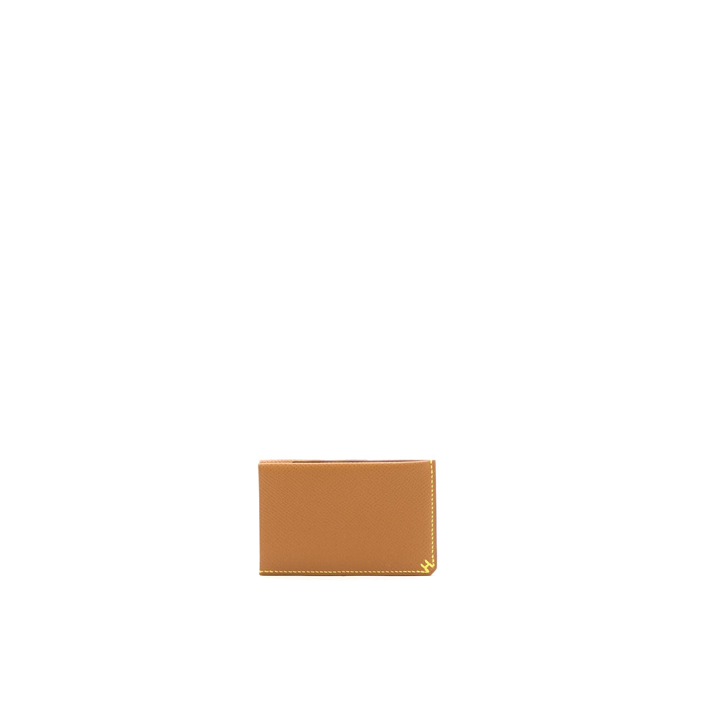 HERMES H SELLIER CARD HOLDER EPSOM GOLD/JAUNE CITRON
