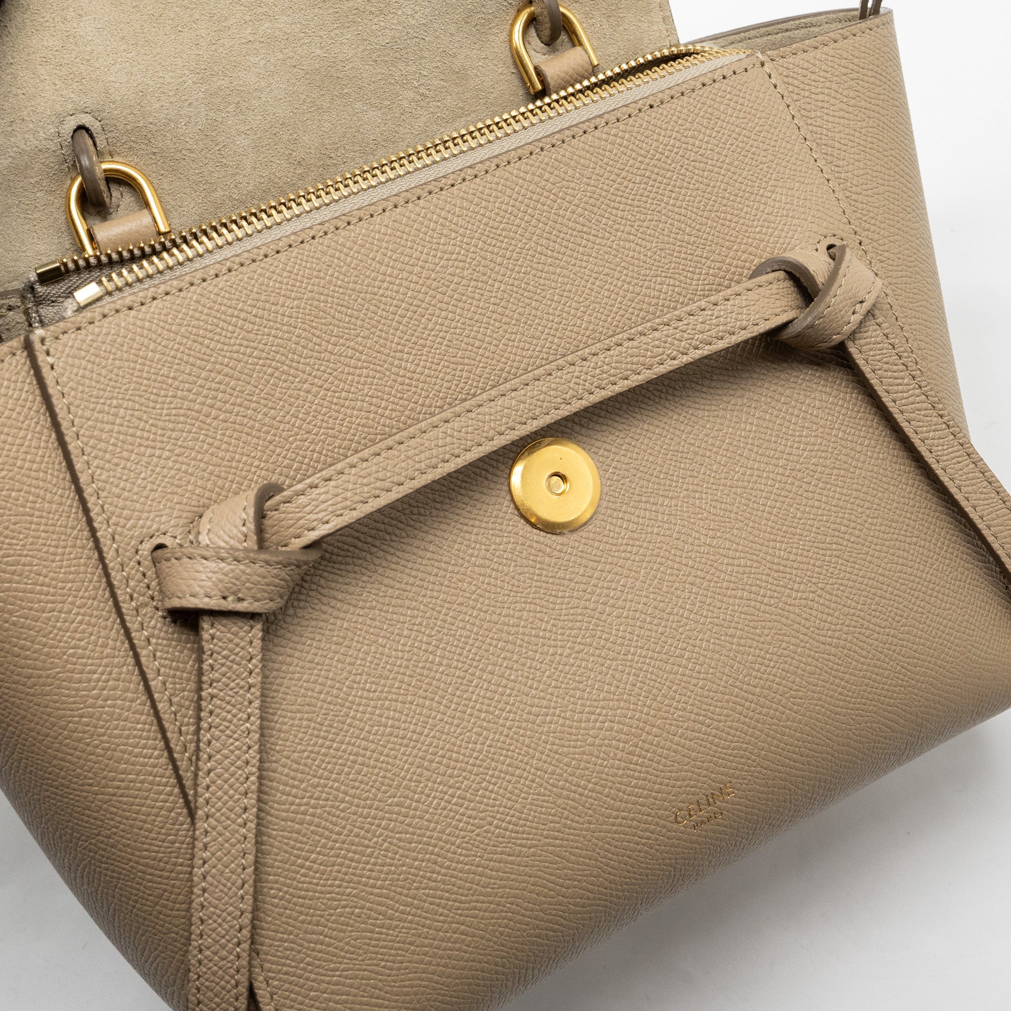 CELINE NANO BELT BAG AGED CALFSKIN LIGHT BEIGE GHW