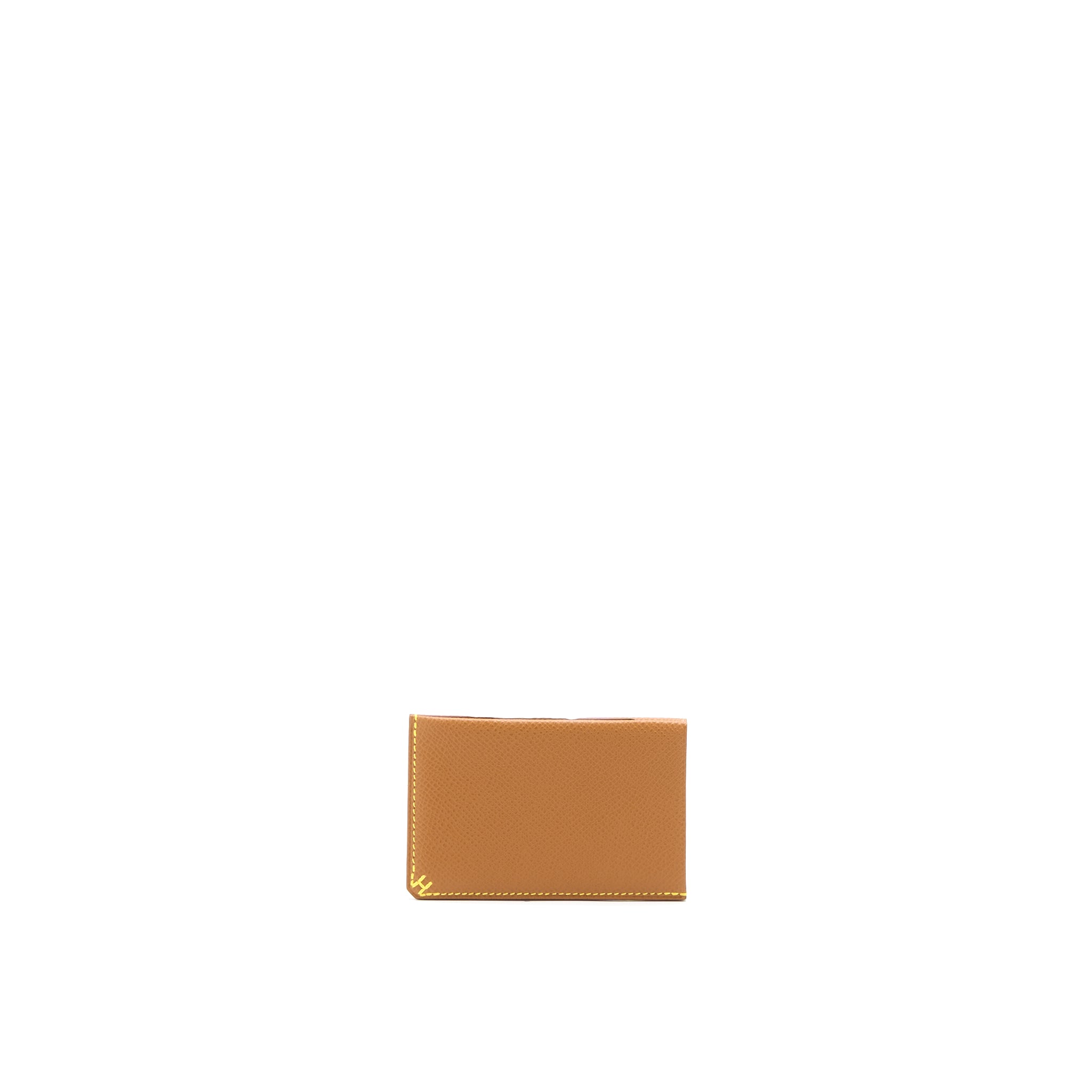 HERMES H SELLIER CARD HOLDER EPSOM GOLD/JAUNE CITRON