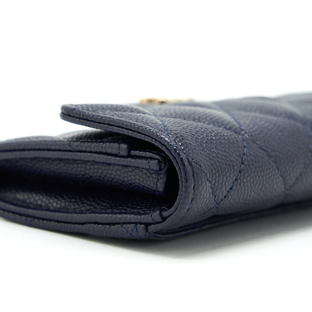 CHANEL CLASSIC FLAP CARD HOLDER CAVIAR NAVY LGHW