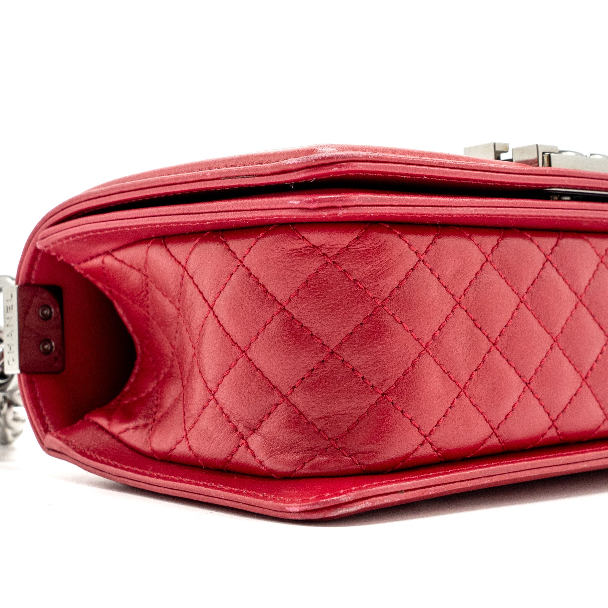 CHANEL SMALL BOY BAG CALFSKIN RED SHW
