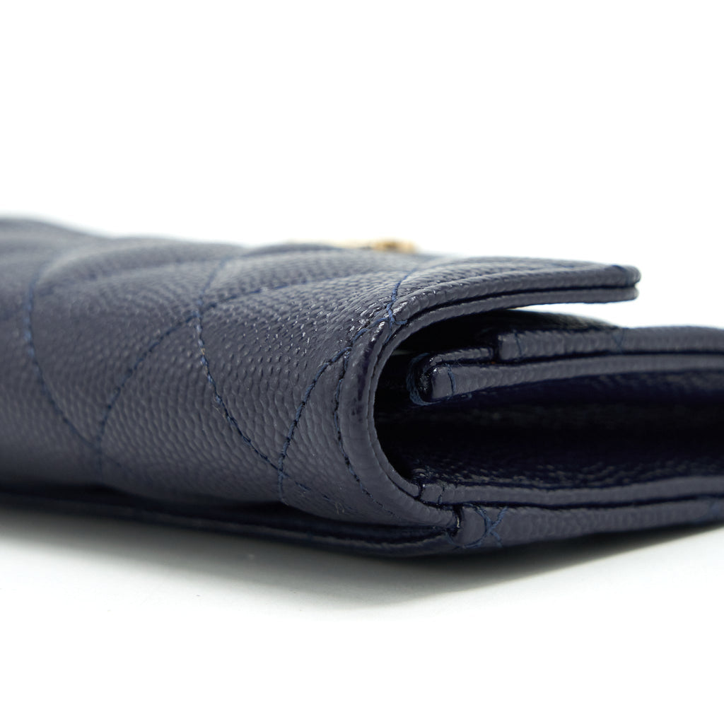 CHANEL CLASSIC FLAP CARD HOLDER CAVIAR NAVY LGHW