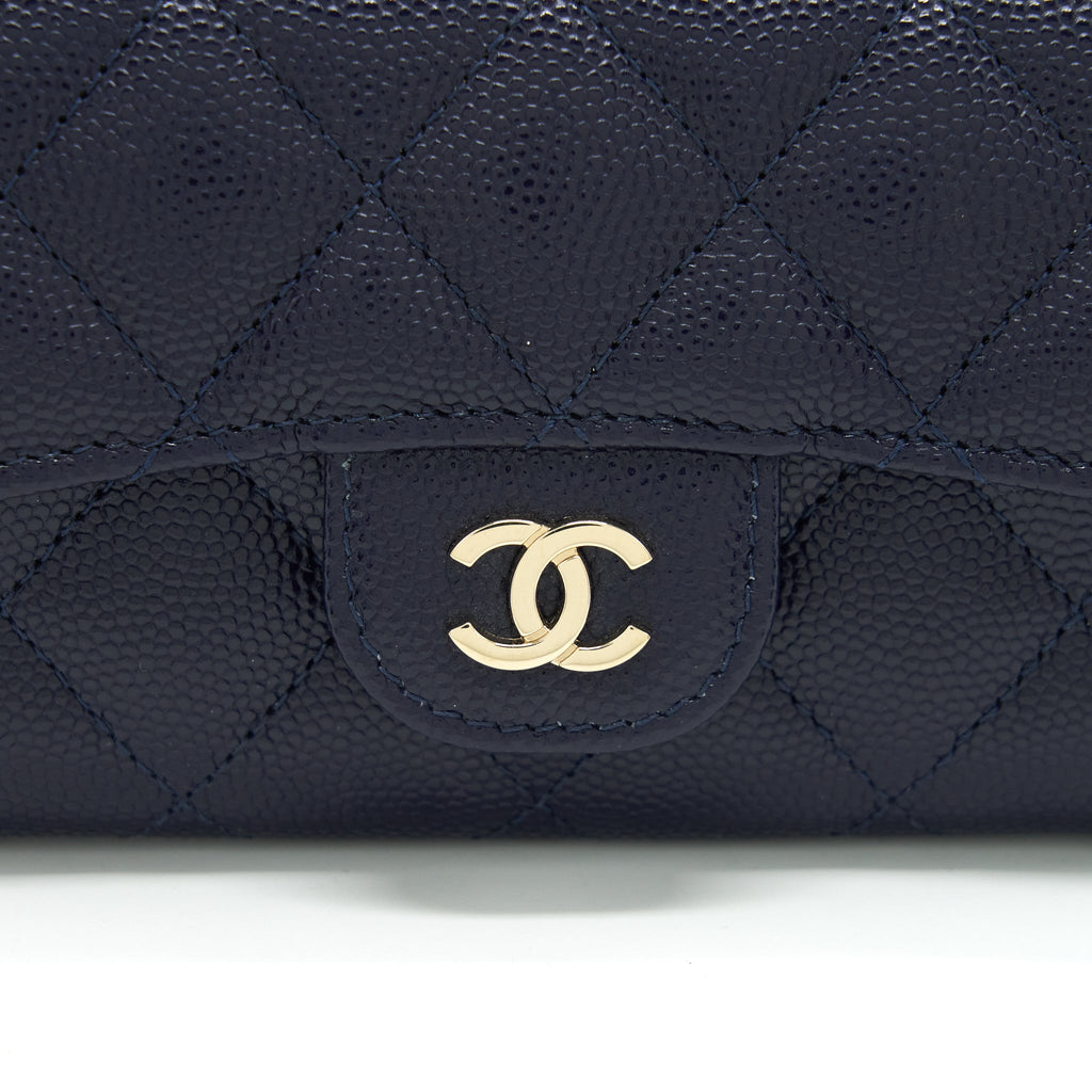 CHANEL CLASSIC FLAP CARD HOLDER CAVIAR NAVY LGHW