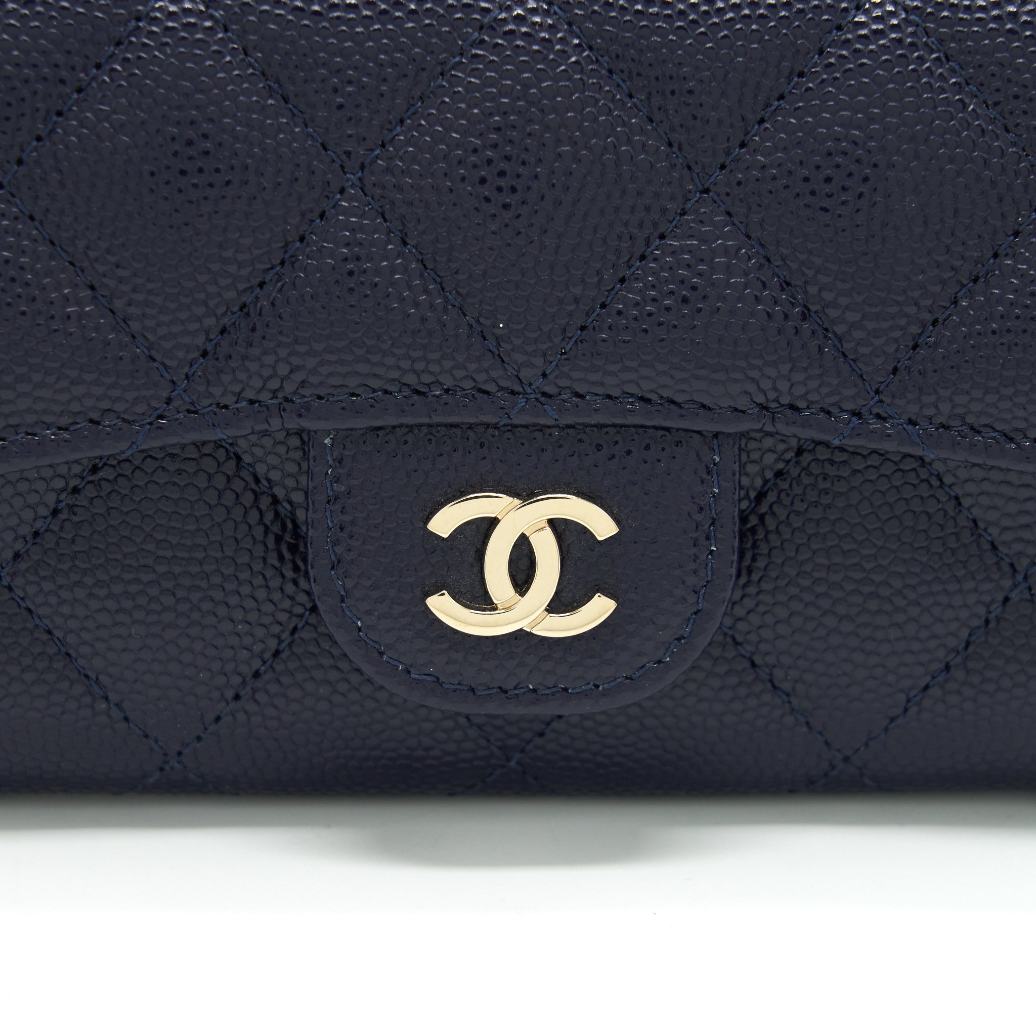 CHANEL CLASSIC FLAP CARD HOLDER CAVIAR NAVY LGHW