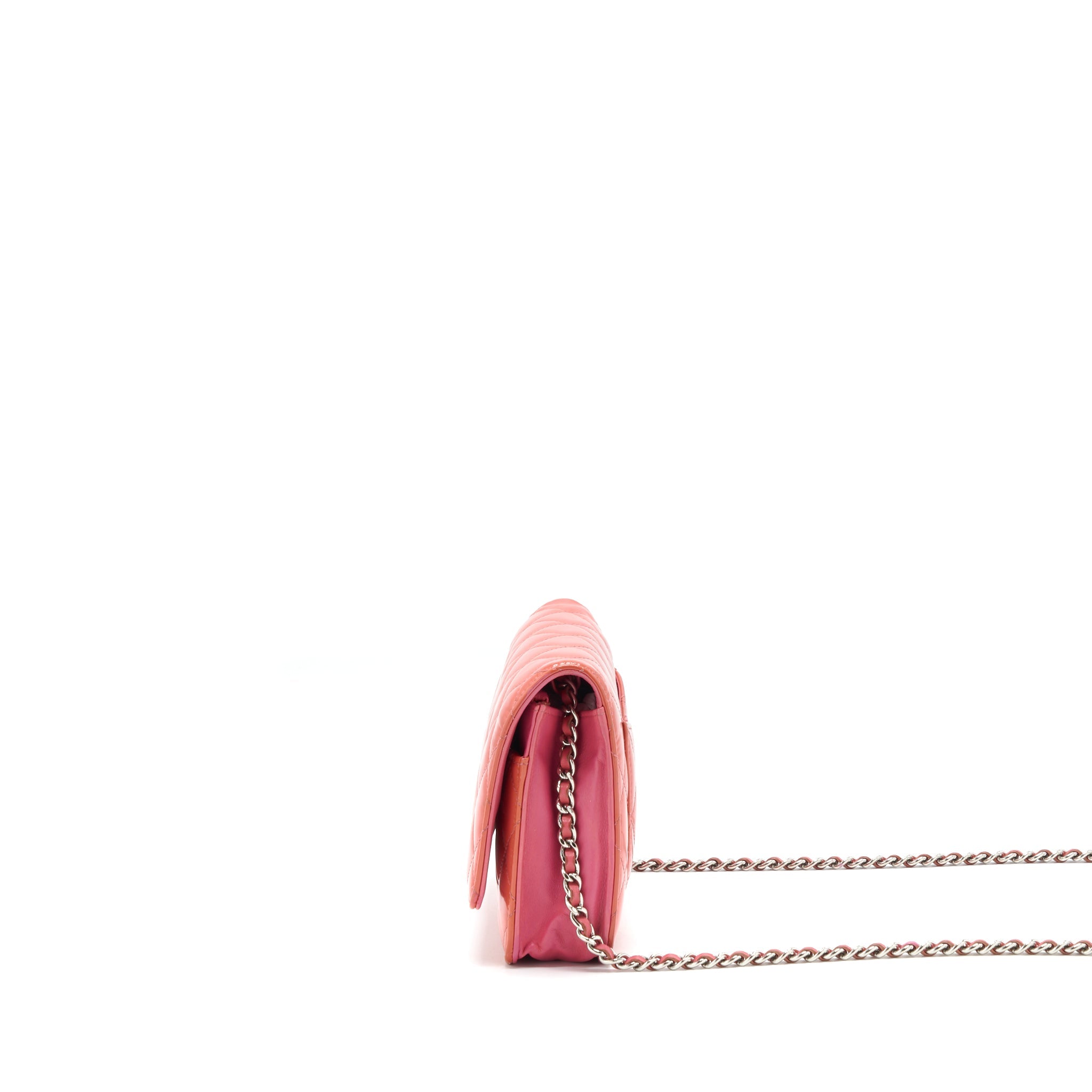 CHANEL WALLET ON CHAINS RED PATENT SHW