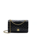 CHANEL VINTAGE MEDIUM FLAP BAG LAMBSKIN BLACK GHW