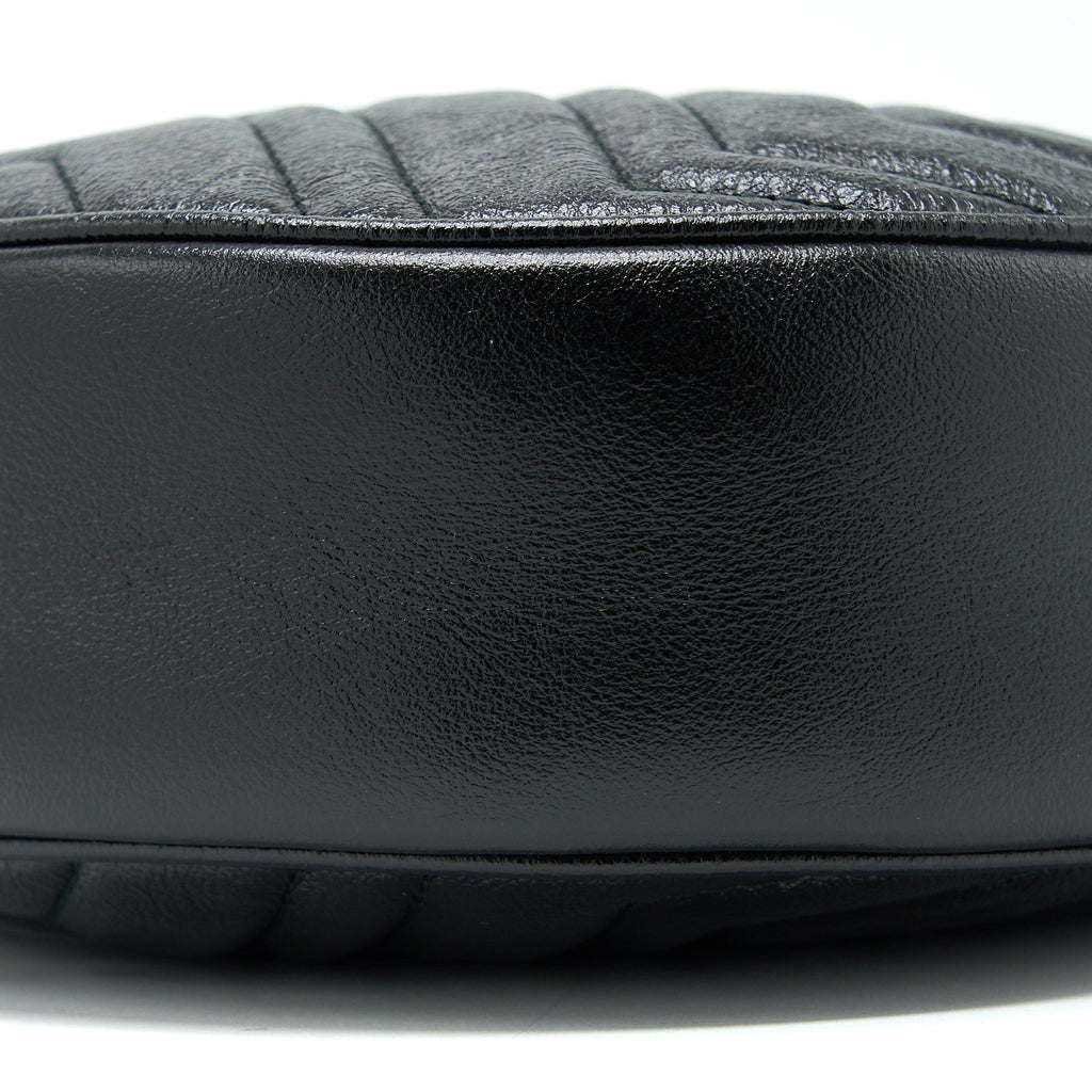 GUCCI GG MORMONT ROUND SHOULDER BAG CALFSKIN BLACK GHW