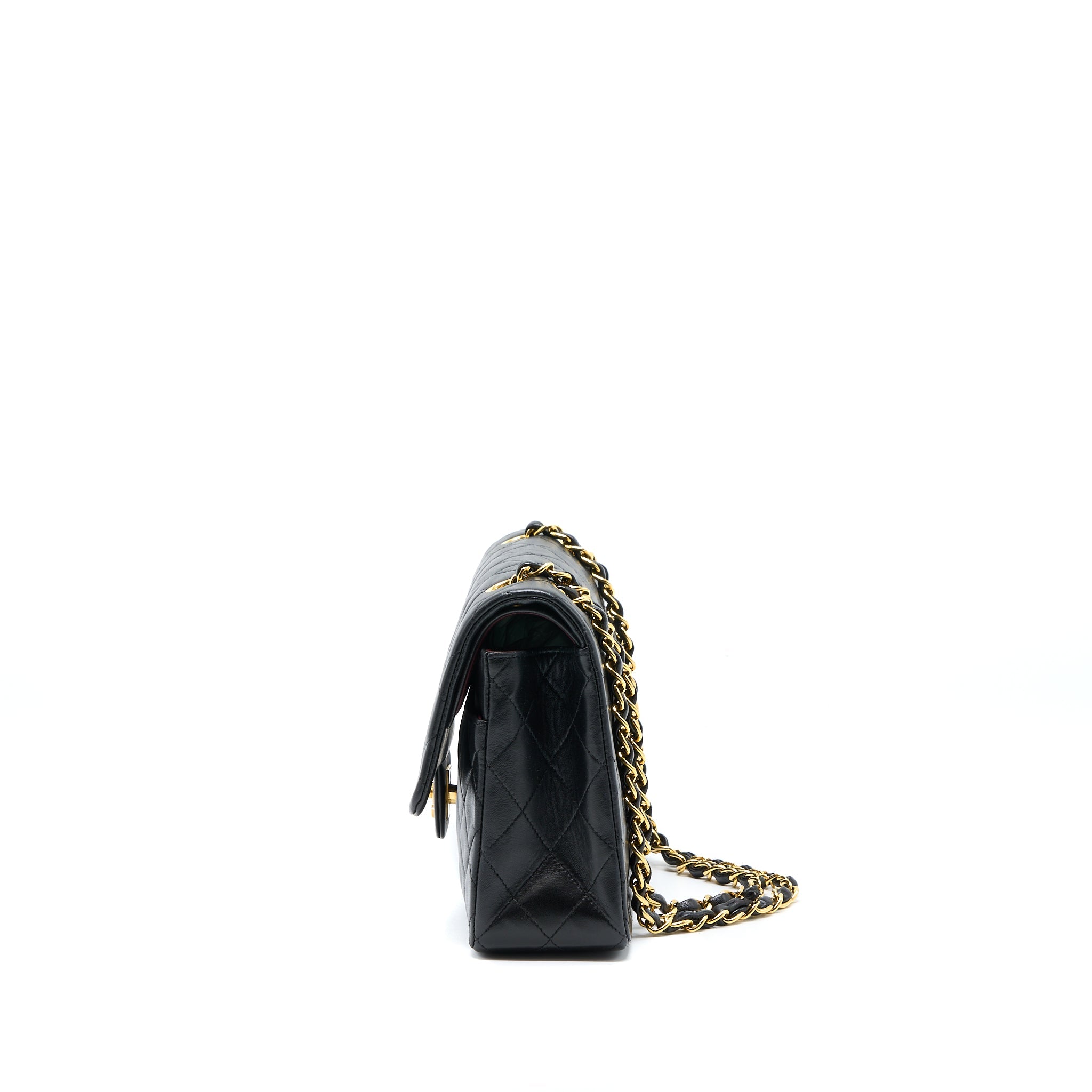 CHANEL VINTAGE MEDIUM FLAP BAG LAMBSKIN BLACK GHW