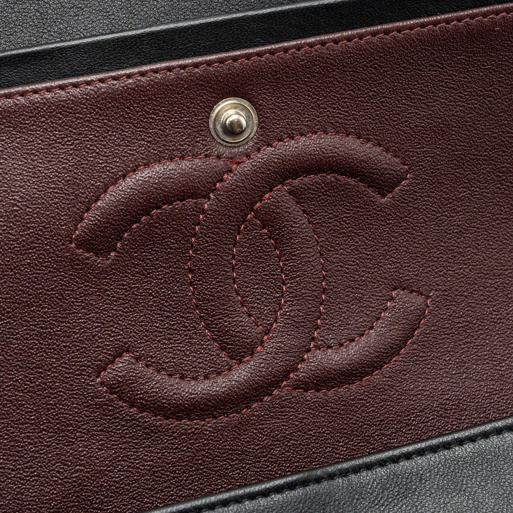 CHANEL MEDIUM CLASSIC DOUBLE FLAP BAG LAMBSKIN BLACK SHW