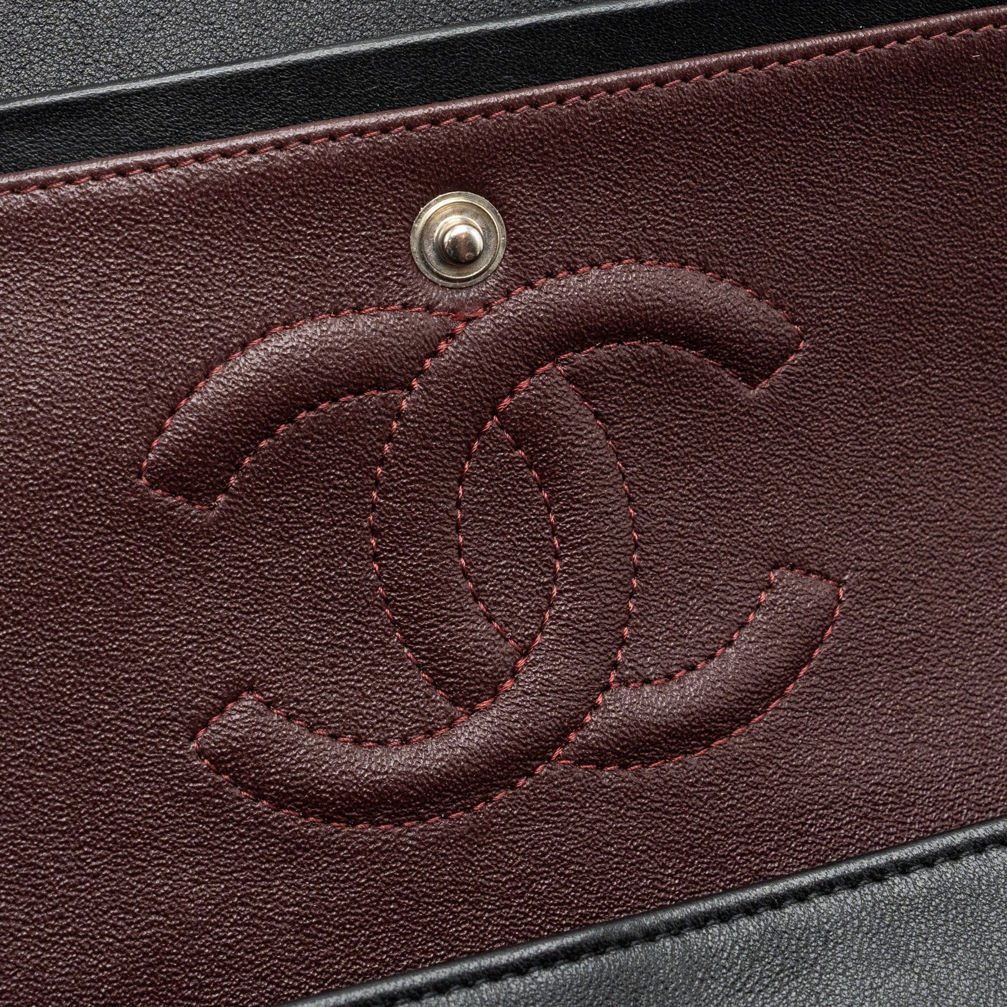 CHANEL MEDIUM CLASSIC DOUBLE FLAP BAG LAMBSKIN BLACK SHW