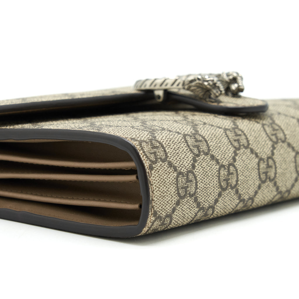 GUCCI DIONYSUS CHAIN WALLET BEIGE GG SUPREME CANVAS AND LEATHER SHW
