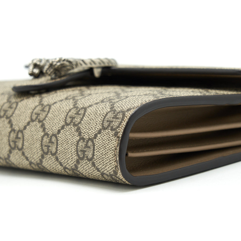 GUCCI DIONYSUS CHAIN WALLET BEIGE GG SUPREME CANVAS AND LEATHER SHW