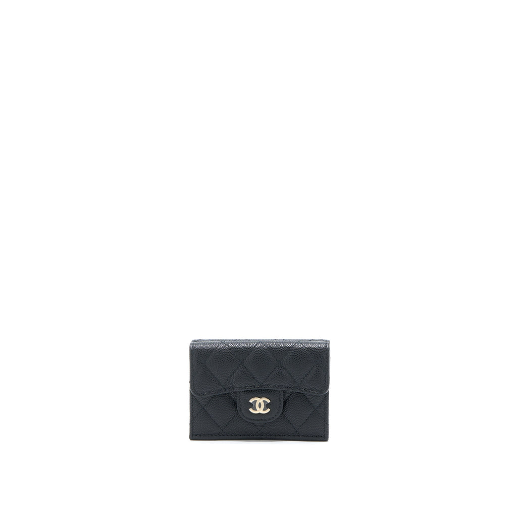 CHANEL SMALL COMPACT WALLET CAVIAR BLACK LGHW