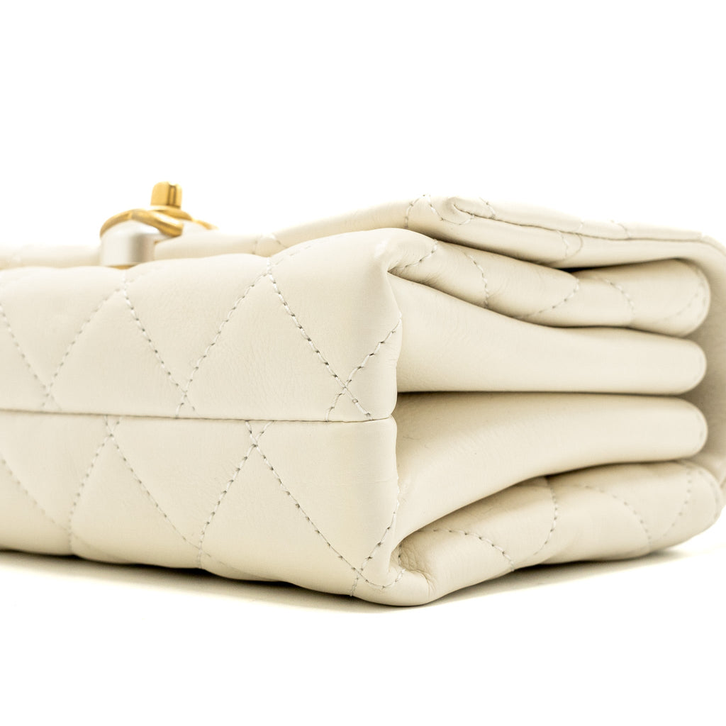 CHANEL QUILTED MINI FLAP BAG CALFSKIN WHITE GHW