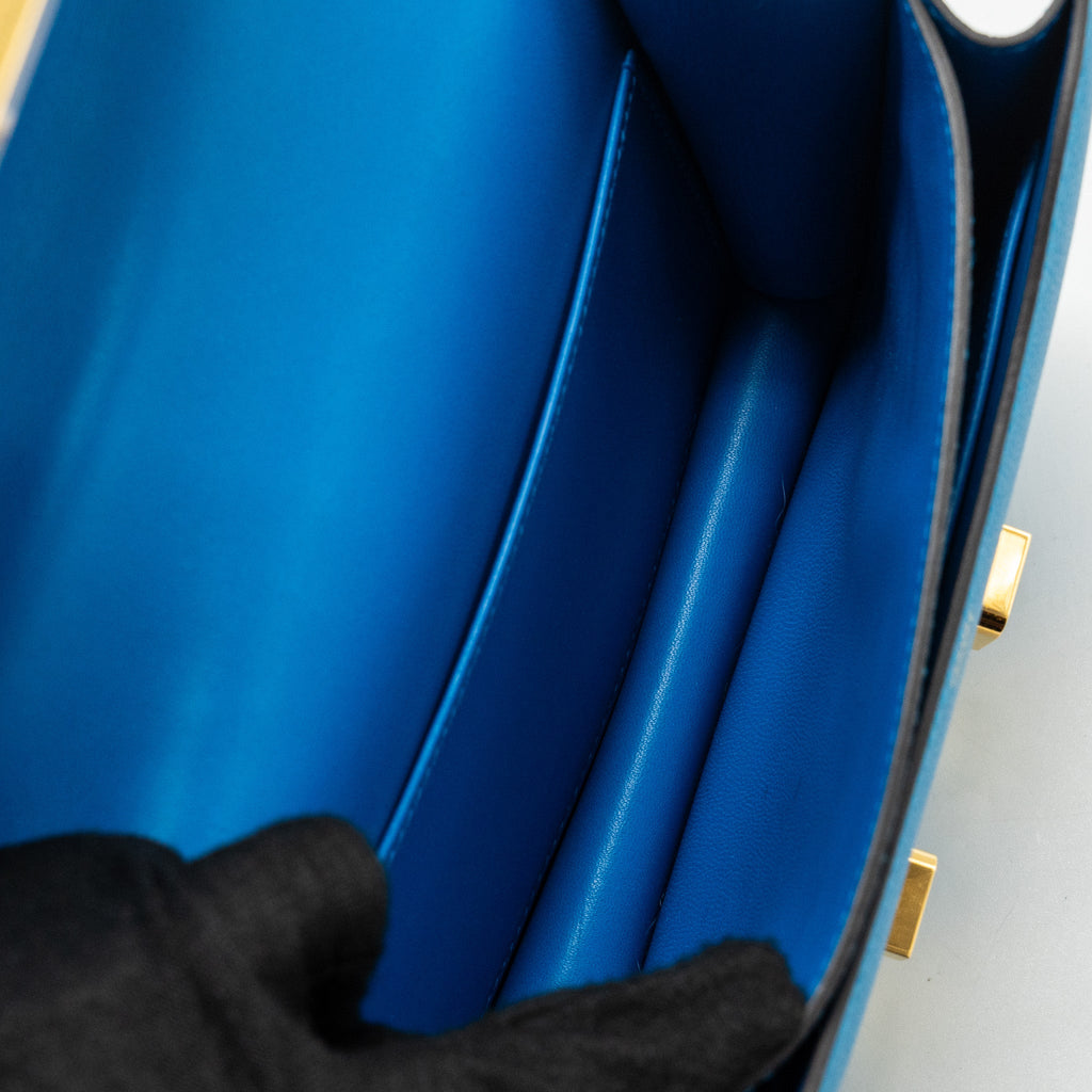 HERMES MINI CONSTANCE EVERCOLOR B3 BLEU ZANZIBAR GHW
