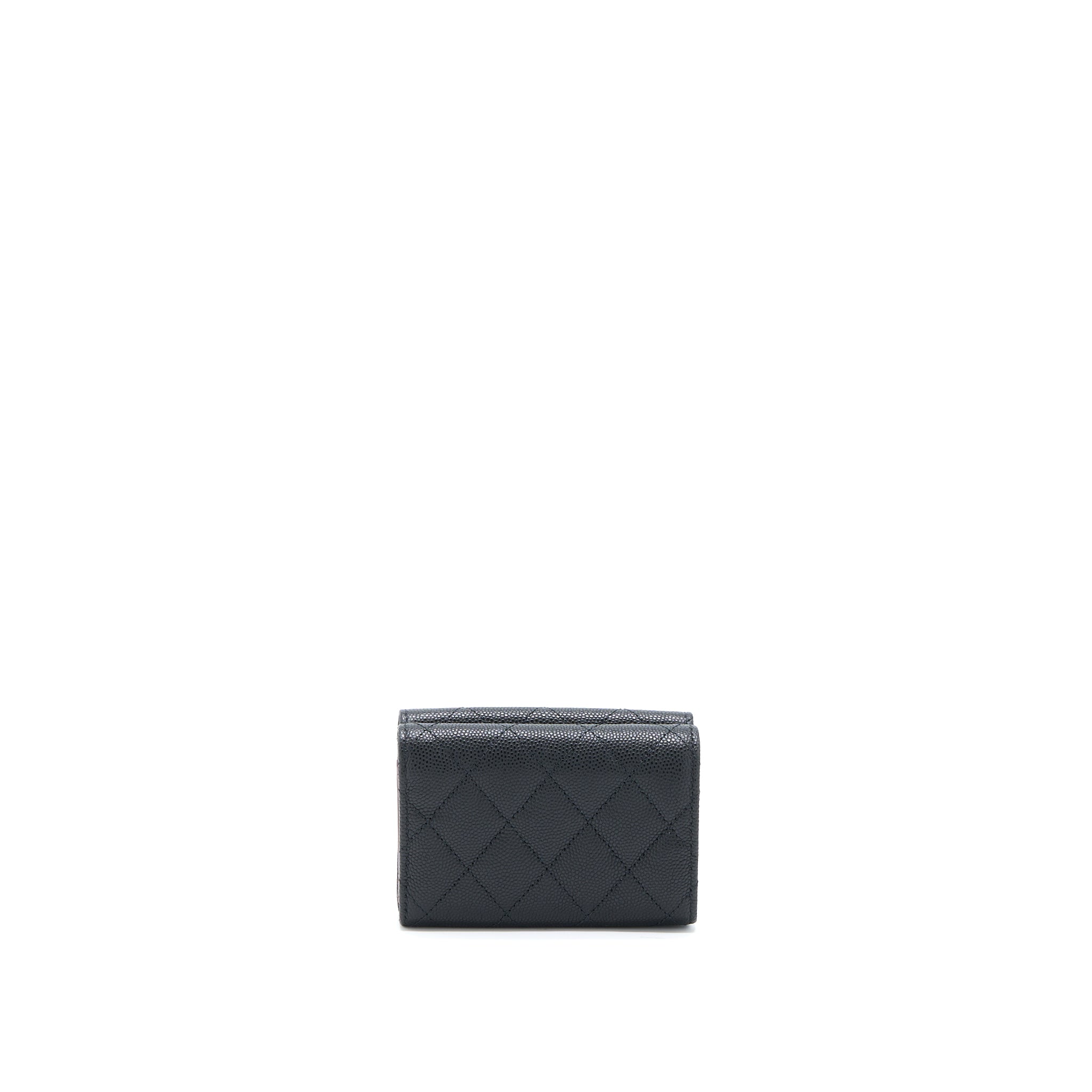CHANEL SMALL COMPACT WALLET CAVIAR BLACK LGHW