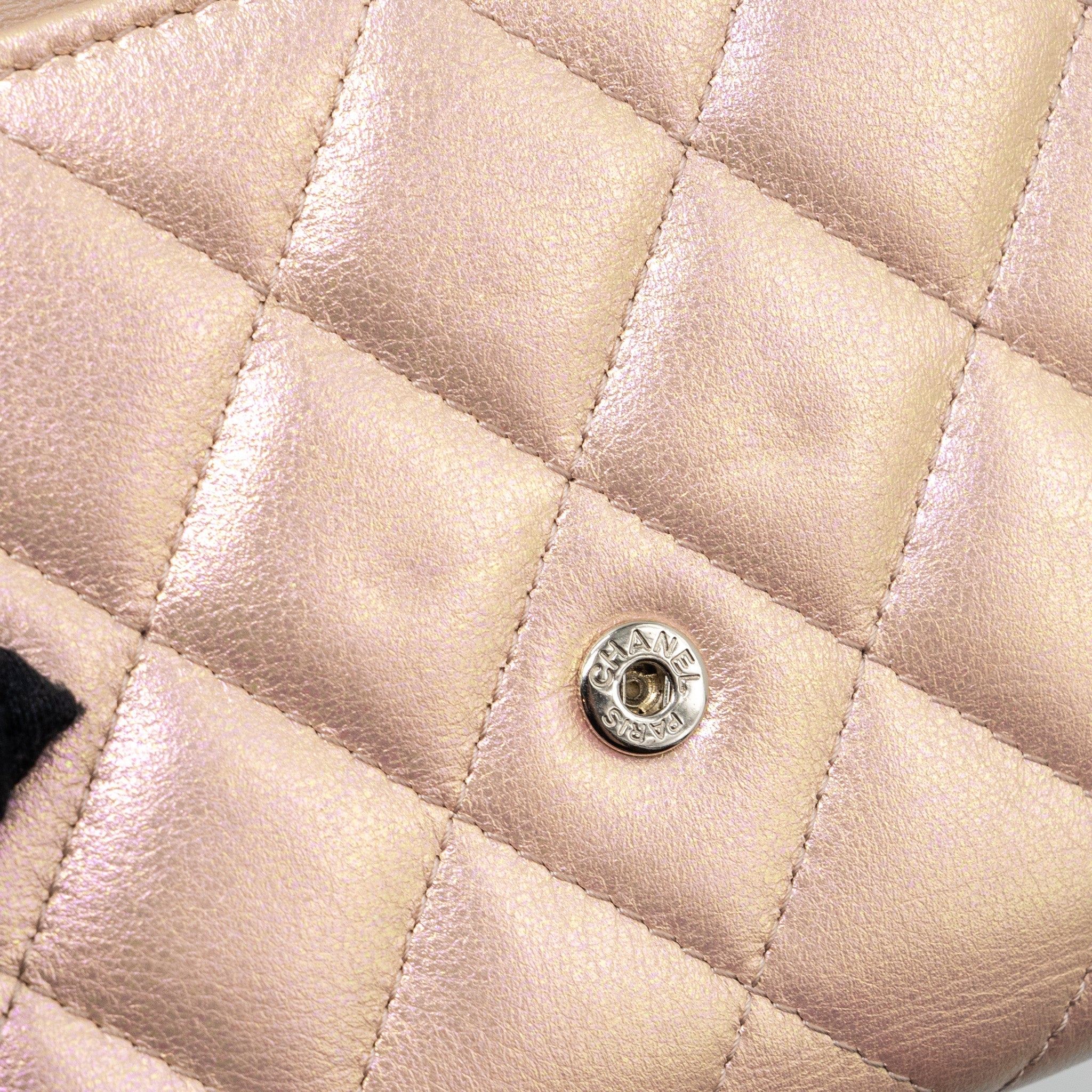 CHANEL CLASSIC SMALL COMPACT WALLET CALFSKIN IRIDESCENT PINK SHW