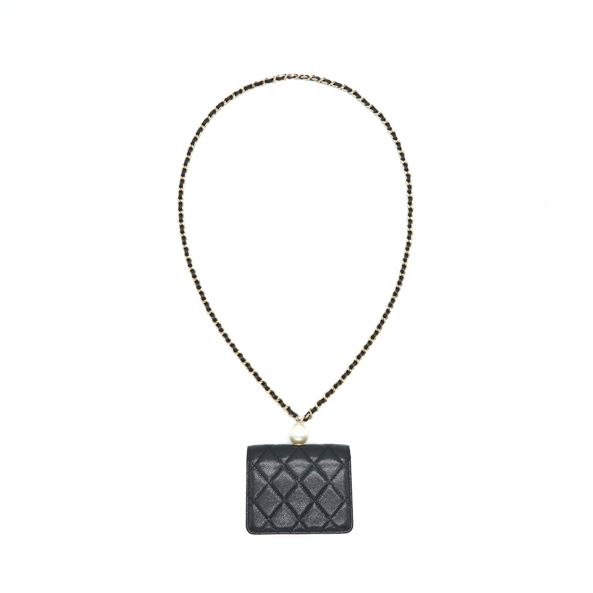 CHANEL FLAP COIN PURSE WITH CHAIN BLACK CAVIAR LGHW