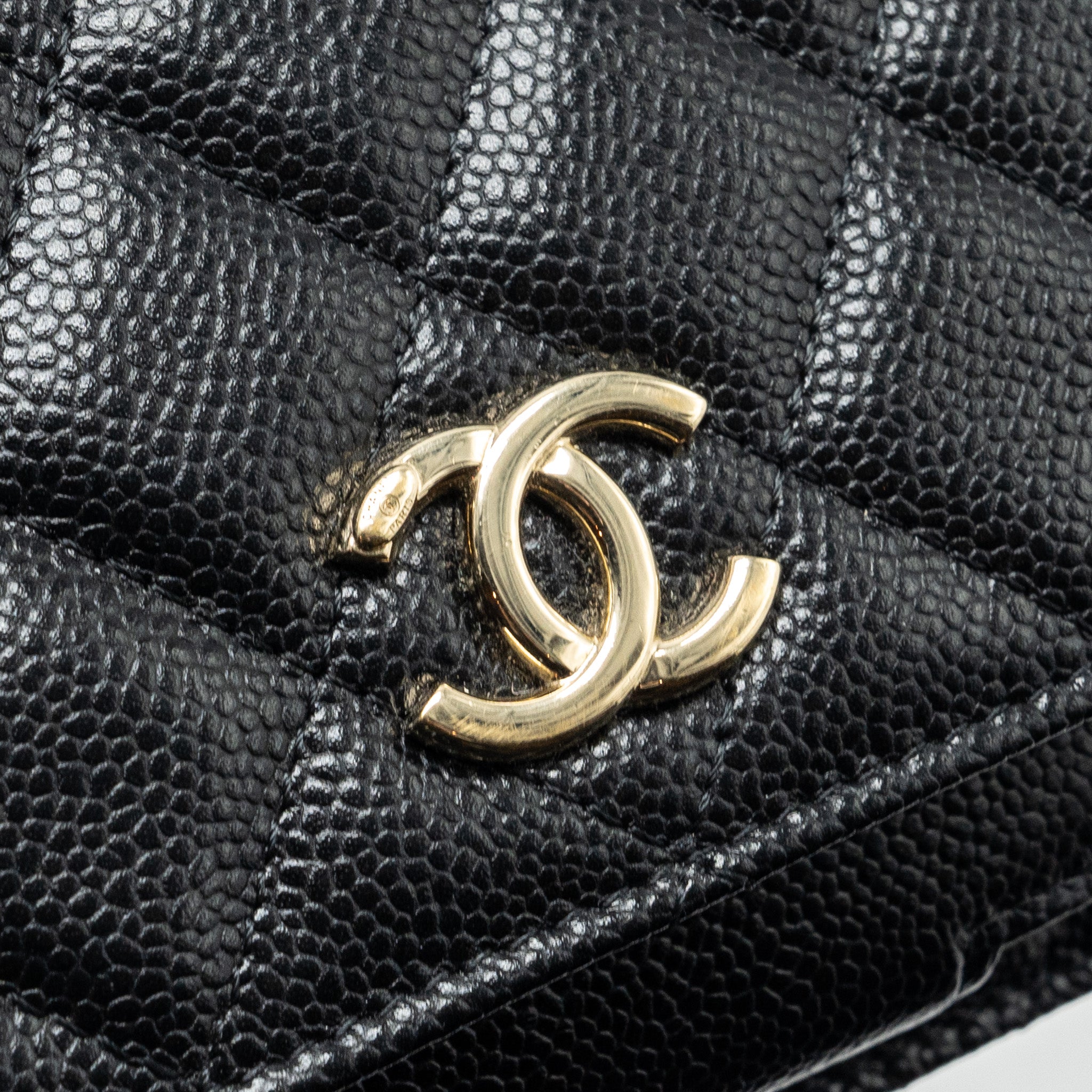 CHANEL MINI BUSINESS AFFINITY FLAP BAG WITH CHAIN CAVIAR BLACK LGHW (MICROCHIP)