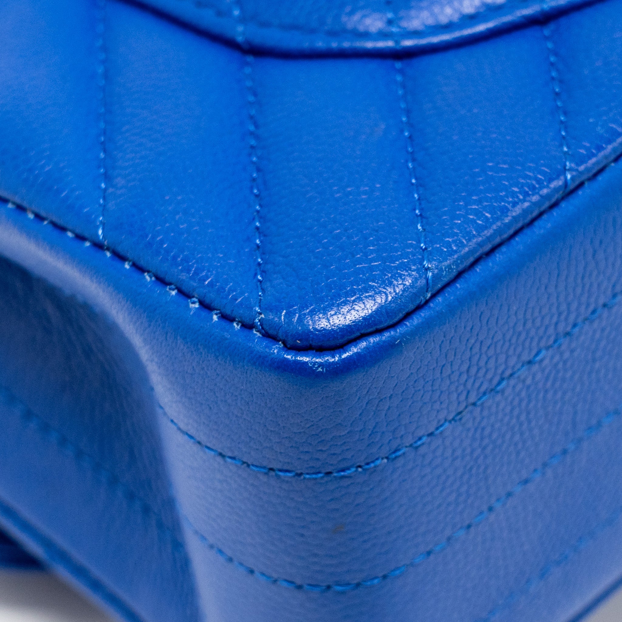 CHANEL SMALL CLASSIC DOUBLE FLAP BAG CHEVRON CAVIAR BLUE LGHW