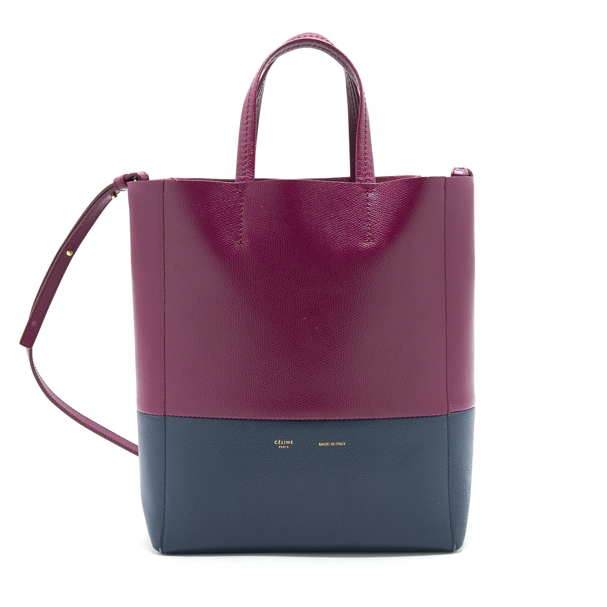 CELINE SMALL VERTICAL CABAS BAG PLUM/STEEL BLUE