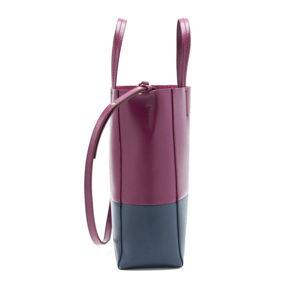 CELINE SMALL VERTICAL CABAS BAG PLUM/STEEL BLUE