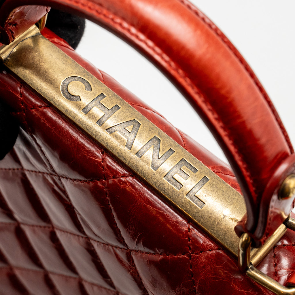 CHANEL LARGE RITA TOP HANDLE FLAP BAG CALFSKIN DARK RED MULTICOLOUR HARDWARE