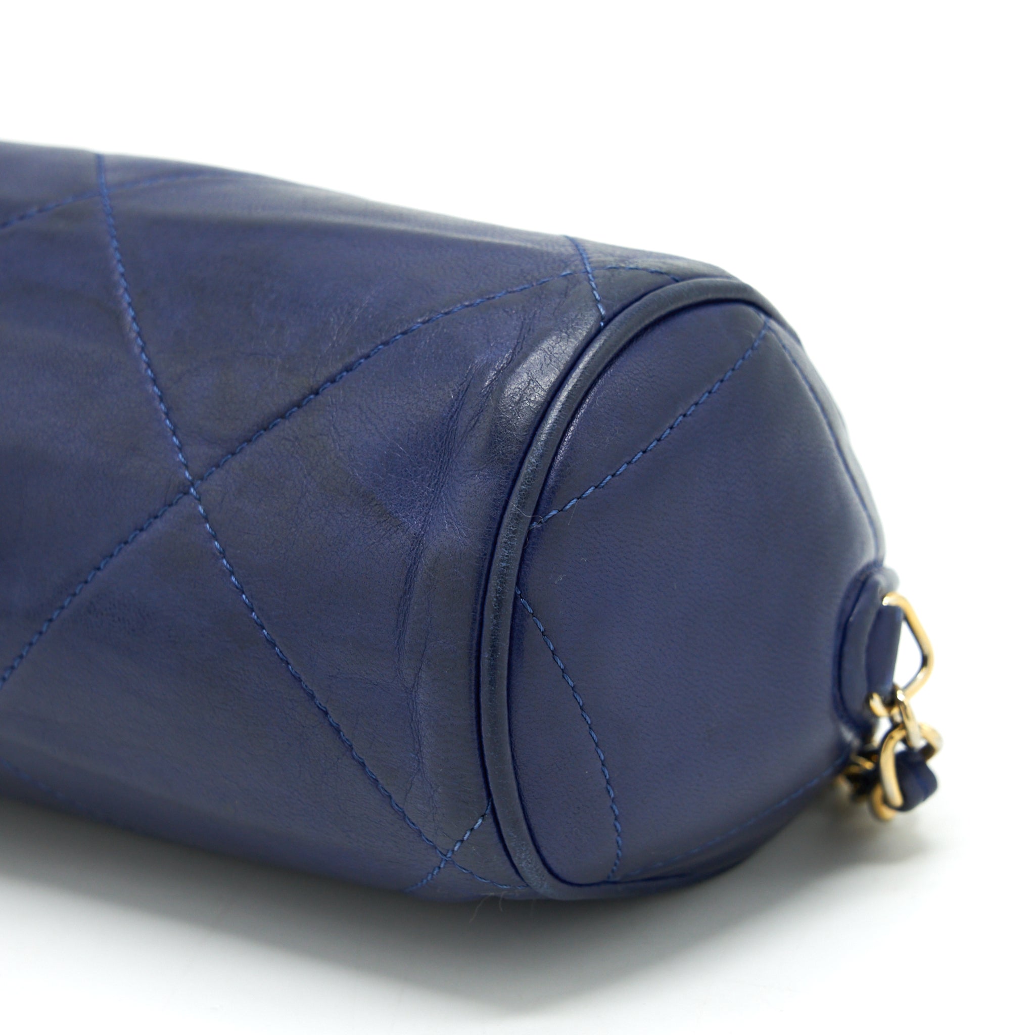 CHANEL VINTAGE BARREL BAG LAMBSKIN NAVY GHW