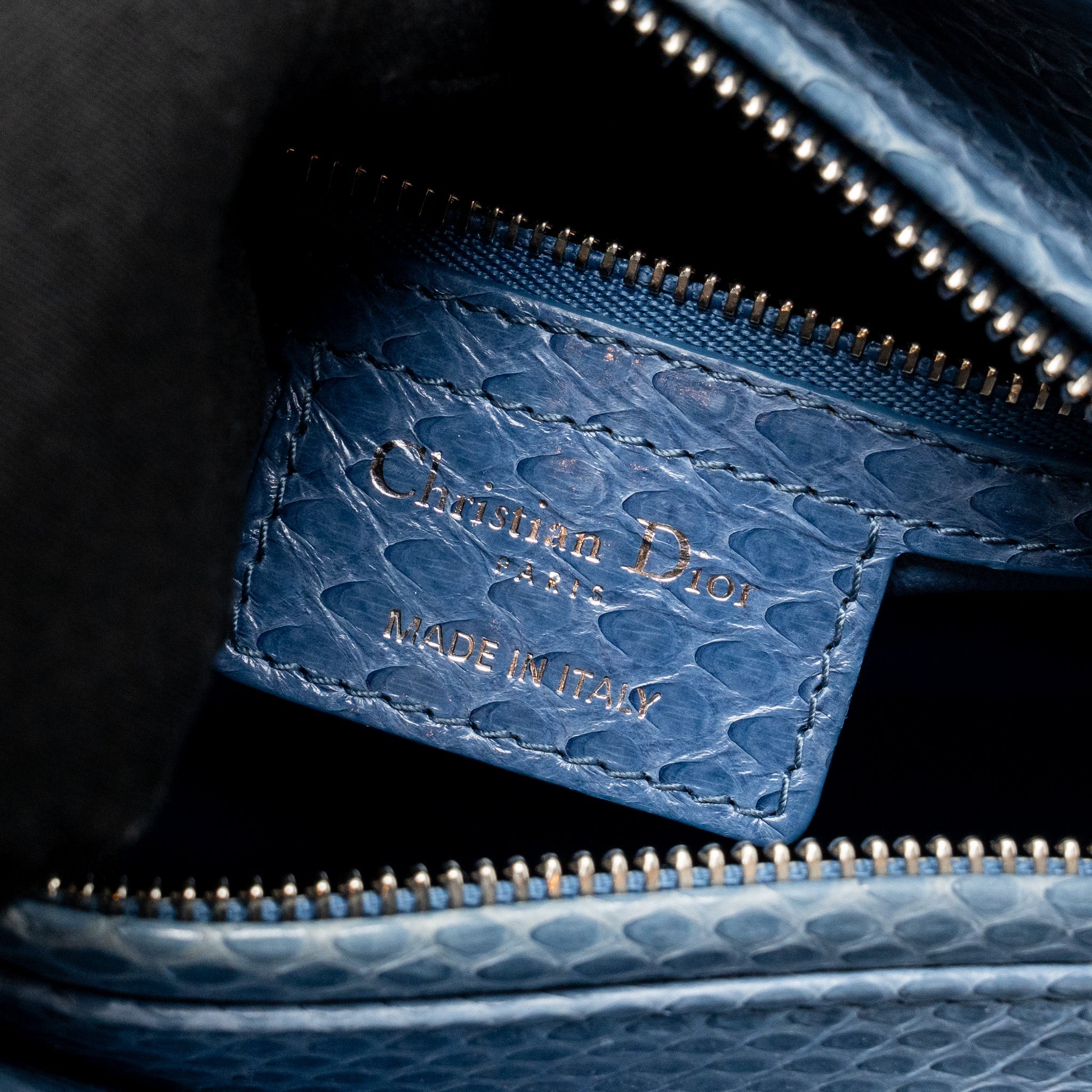 DIOR MEDIUM LADY DIOR PYTHON BLUE SHW