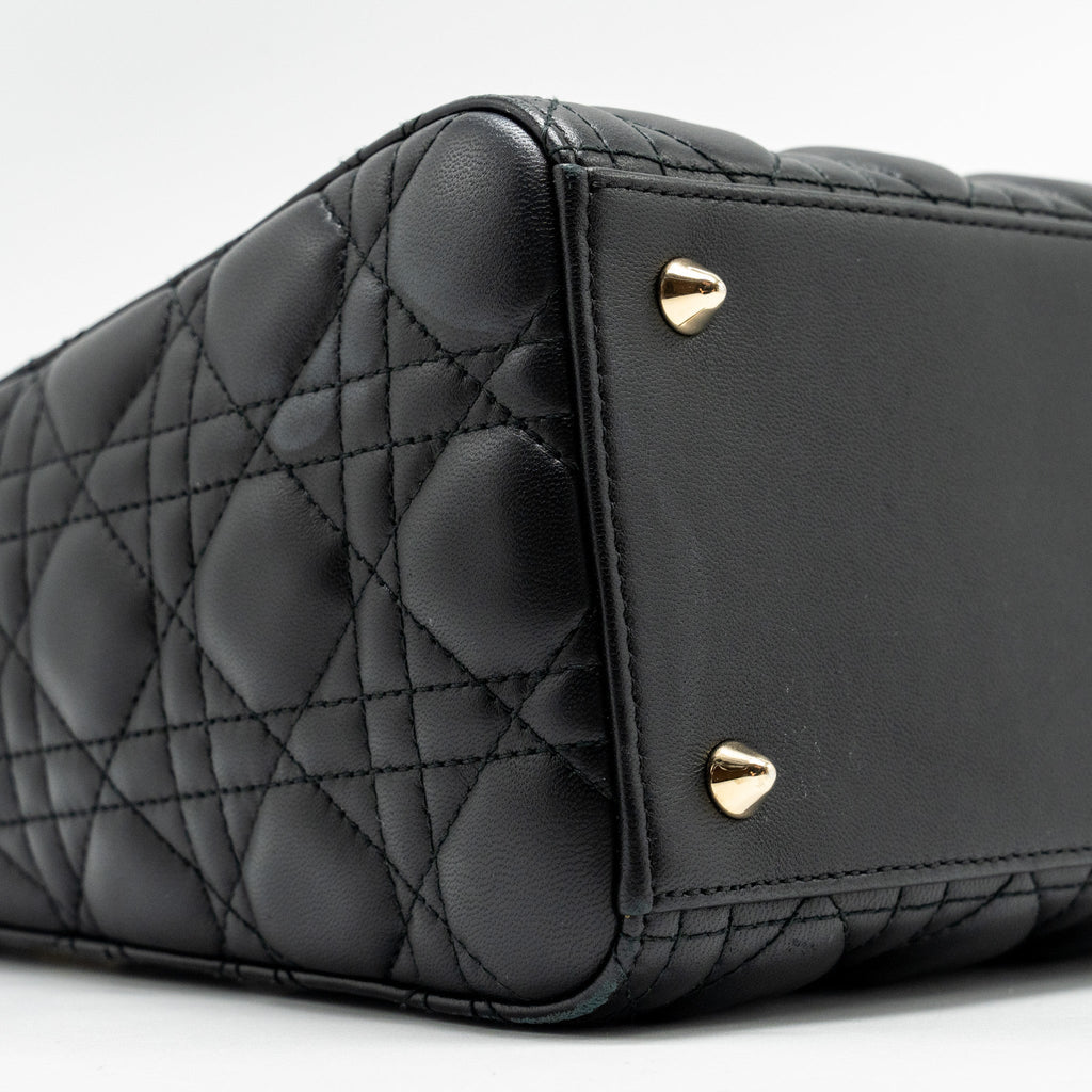 DIOR MEDIUM LADY DIOR LAMBSKIN BLACK LGHW
