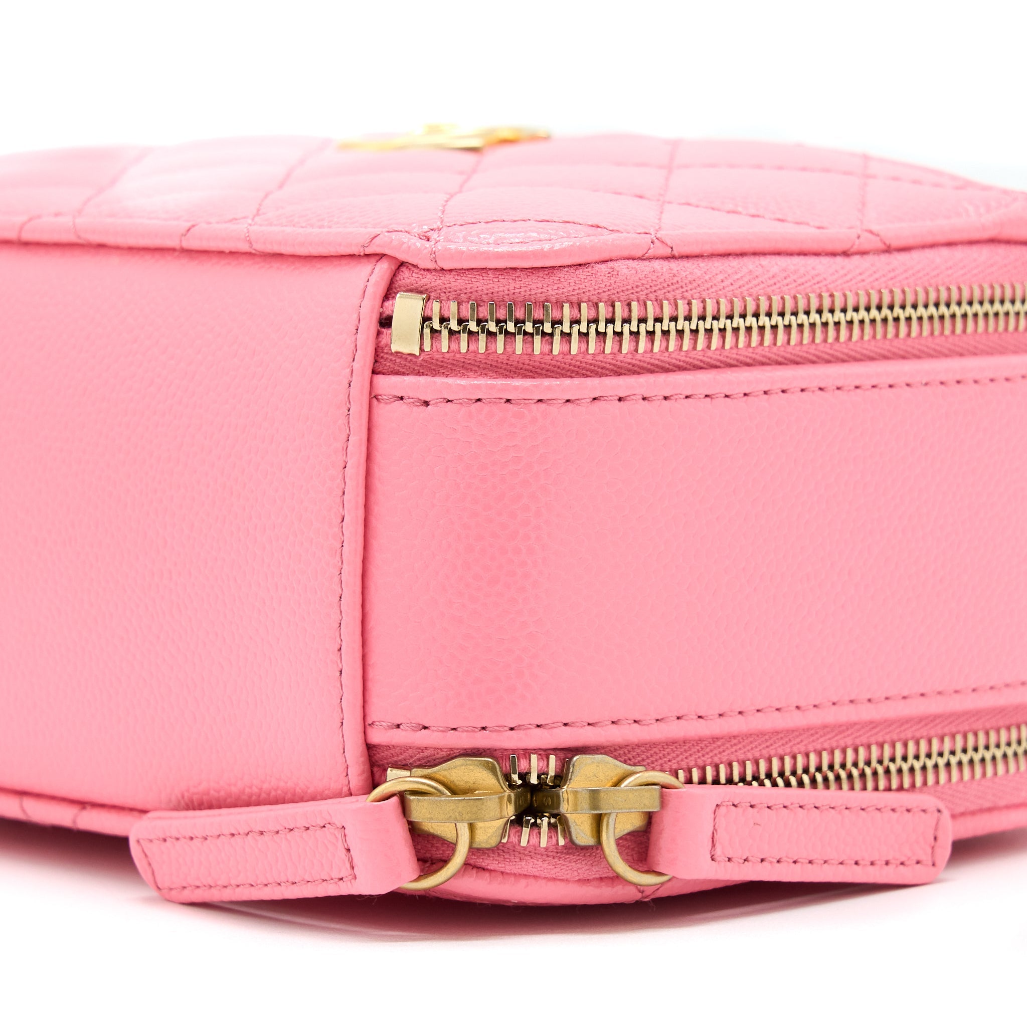 CHANEL 22S LETTER TOP HANDLE SMALL VANITY CASE CAVIAR PINK BRUSHED GHW(MICROCHIP)