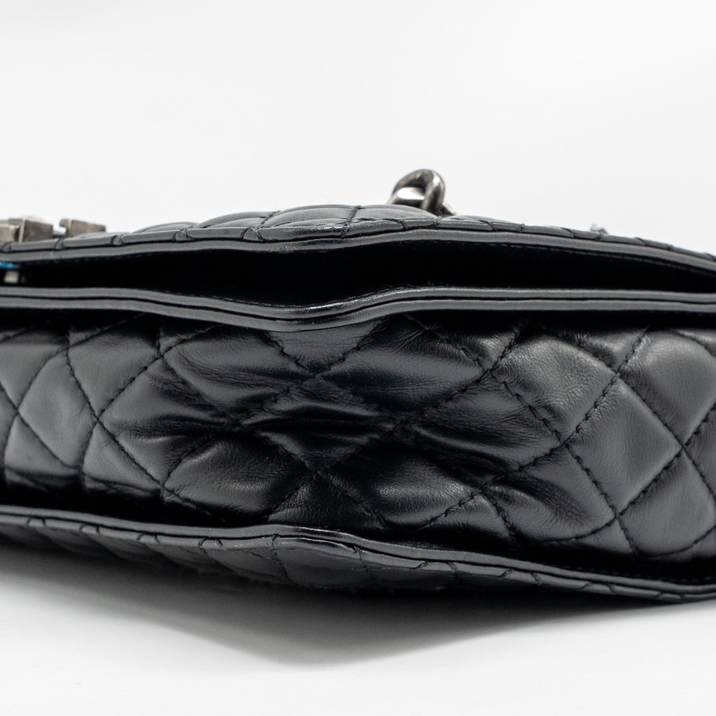 CHANEL MULTI CHAIN BOY BAG CALFSKIN/TWEED BLACK SHW