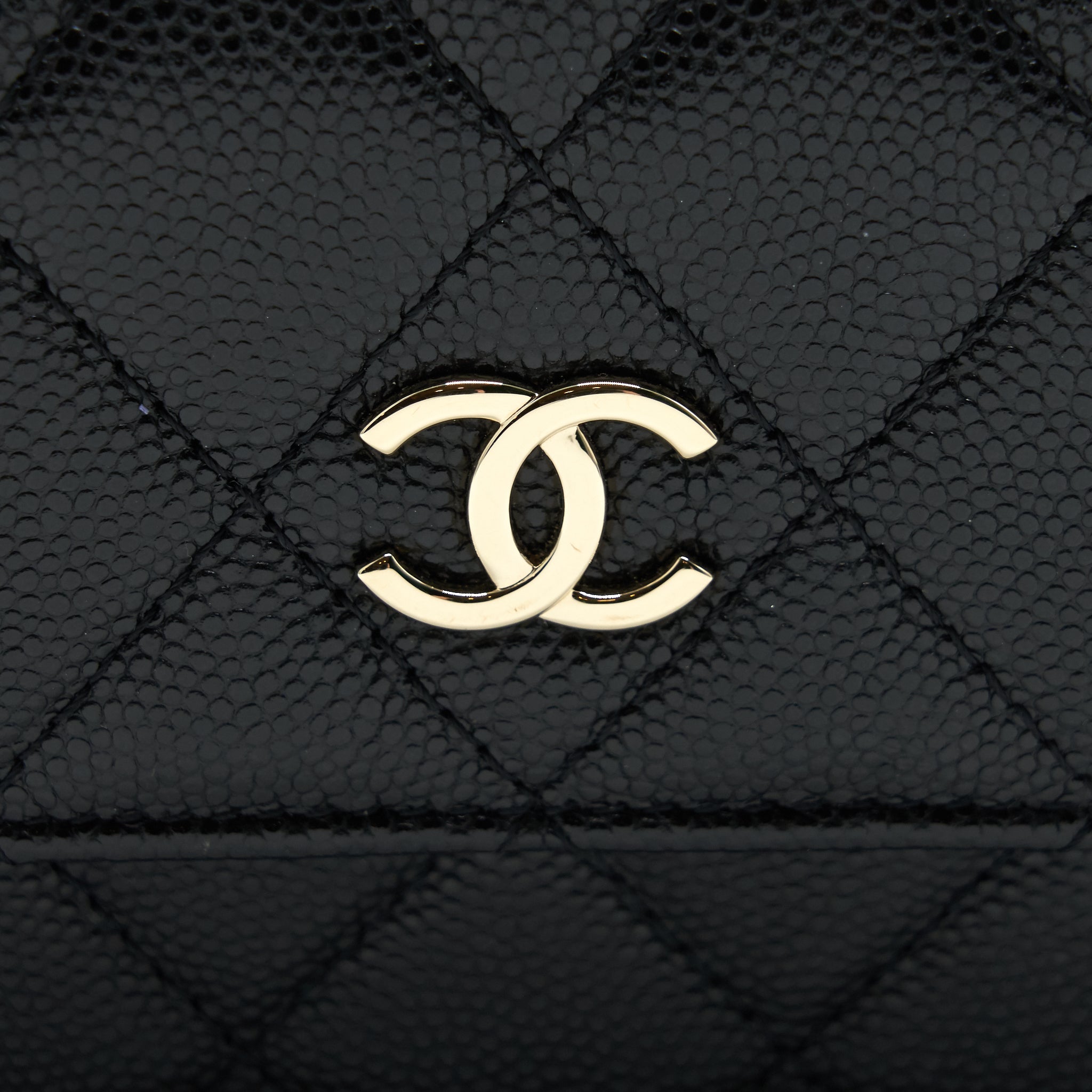 CHANEL FLAP COIN PURSE WITH CHAIN BLACK CAVIAR LGHW