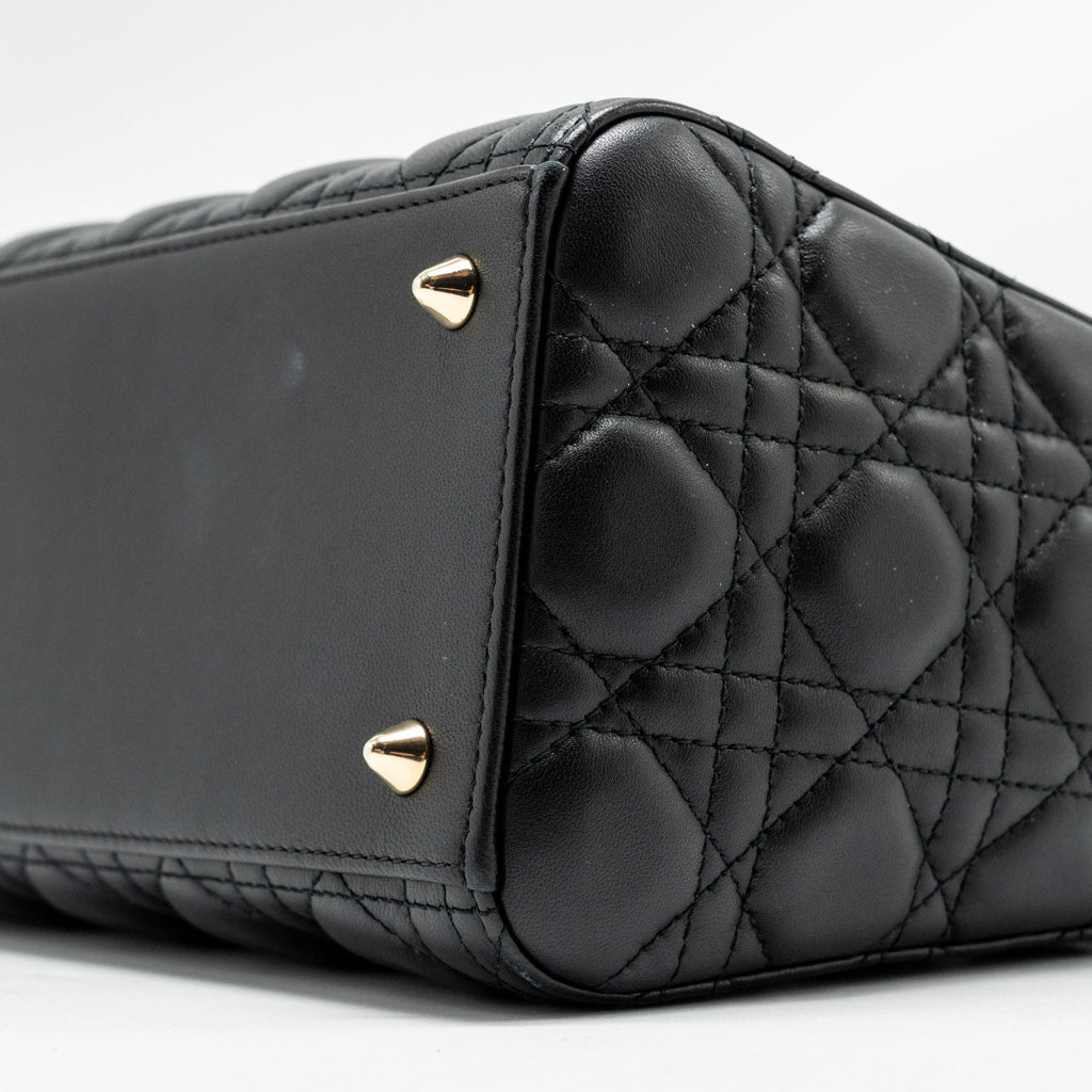 DIOR MEDIUM LADY DIOR LAMBSKIN BLACK LGHW