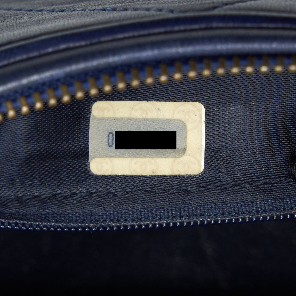 CHANEL VINTAGE BARREL BAG LAMBSKIN NAVY GHW