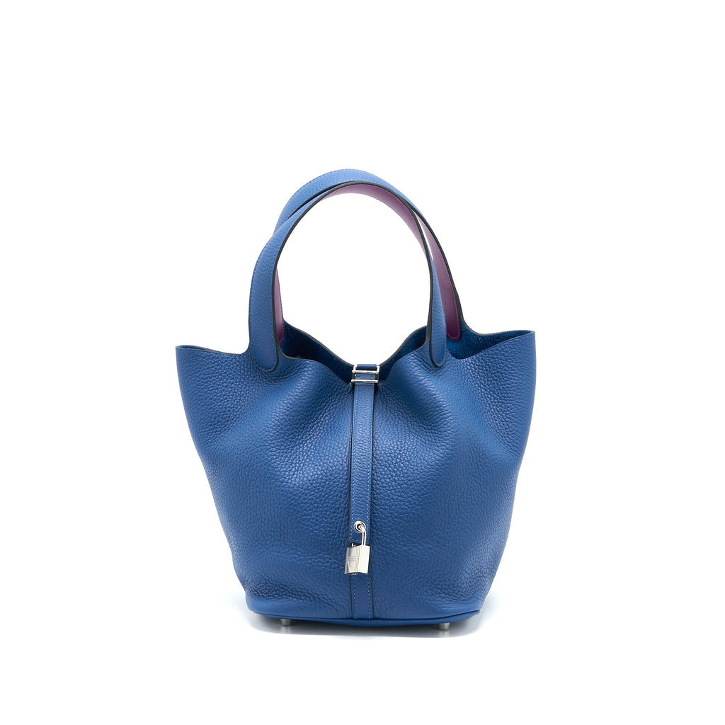 HERMES PICOTIN 22 LOCK BAG CLEMENCE DEEP BLUE/ANEMONE SHW