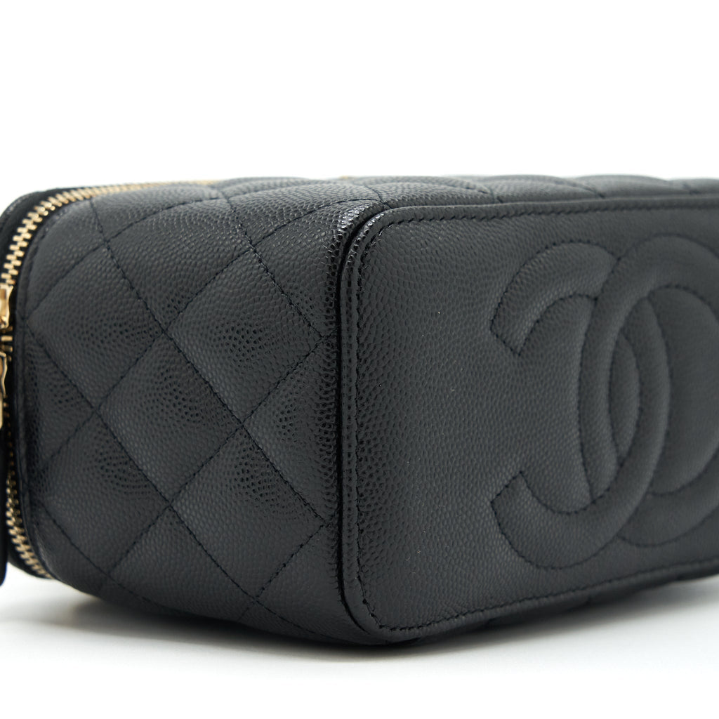 CHANEL 22S LONG VANITY WITH CHAIN CAVIAR BLACK LGHW