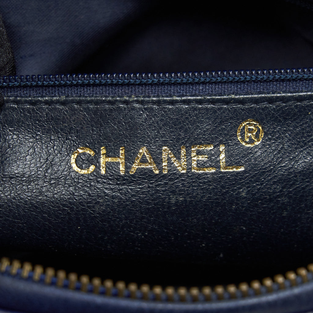 CHANEL VINTAGE BARREL BAG LAMBSKIN NAVY GHW