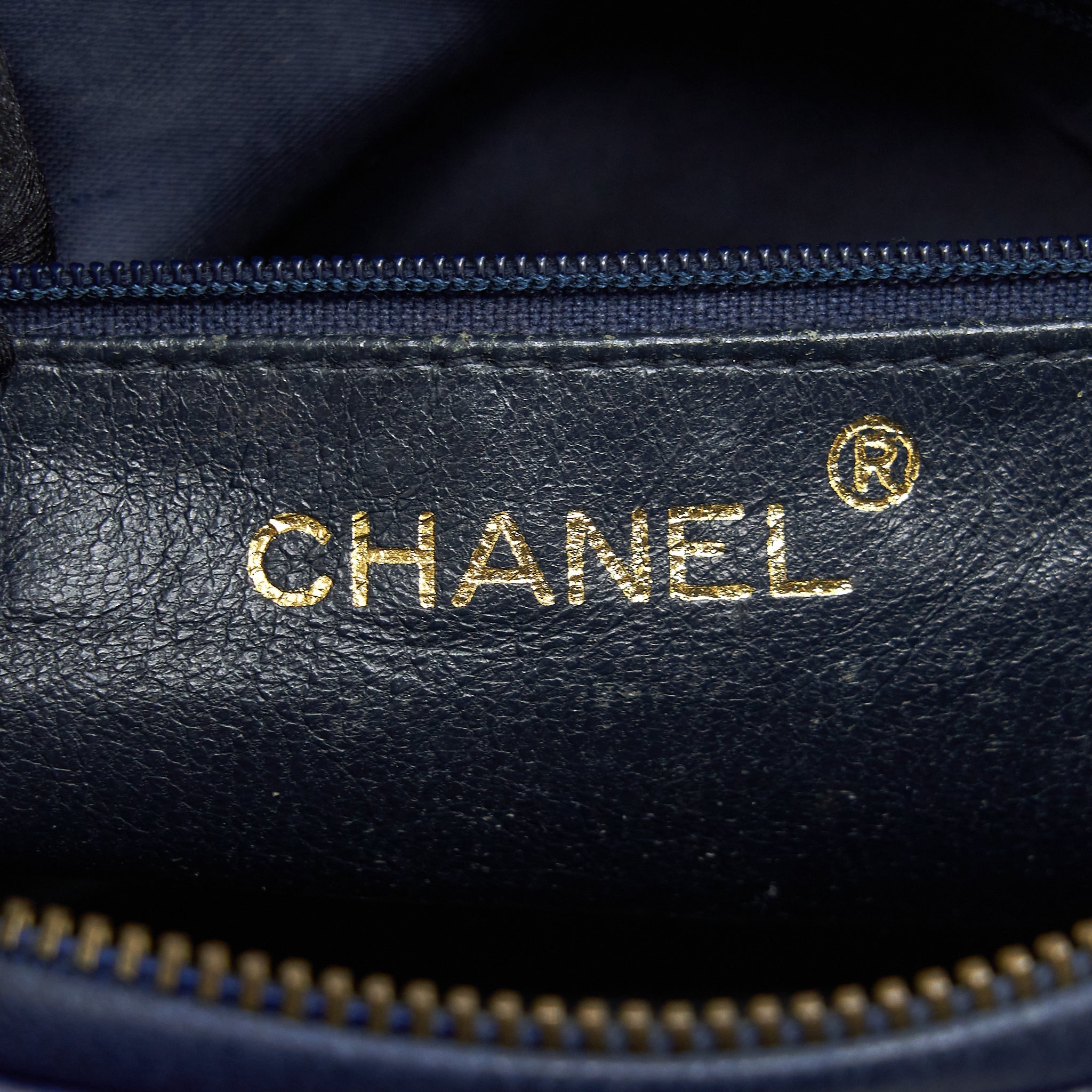 CHANEL VINTAGE BARREL BAG LAMBSKIN NAVY GHW