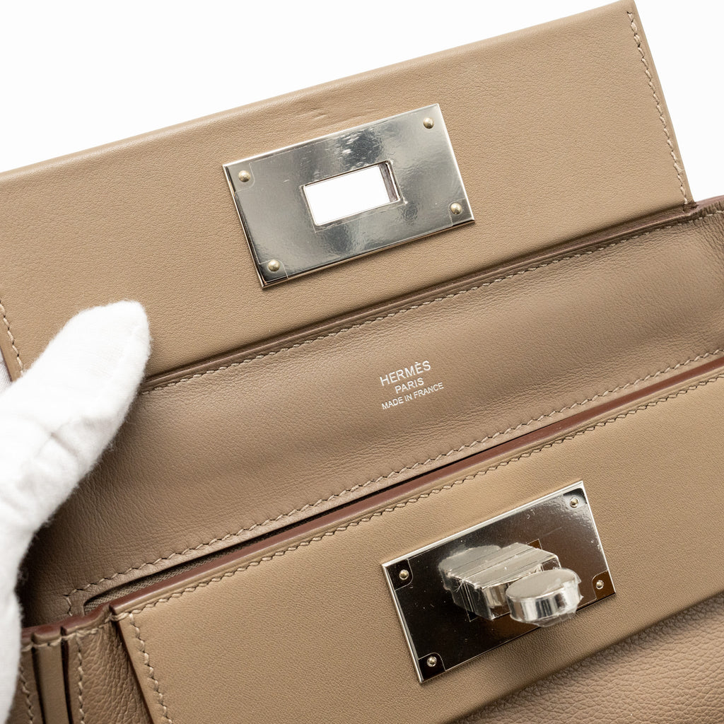 HERMES MINI 2424 24/24-21 BAG EVERCOLOR/SWIFT ETOUPE SHW