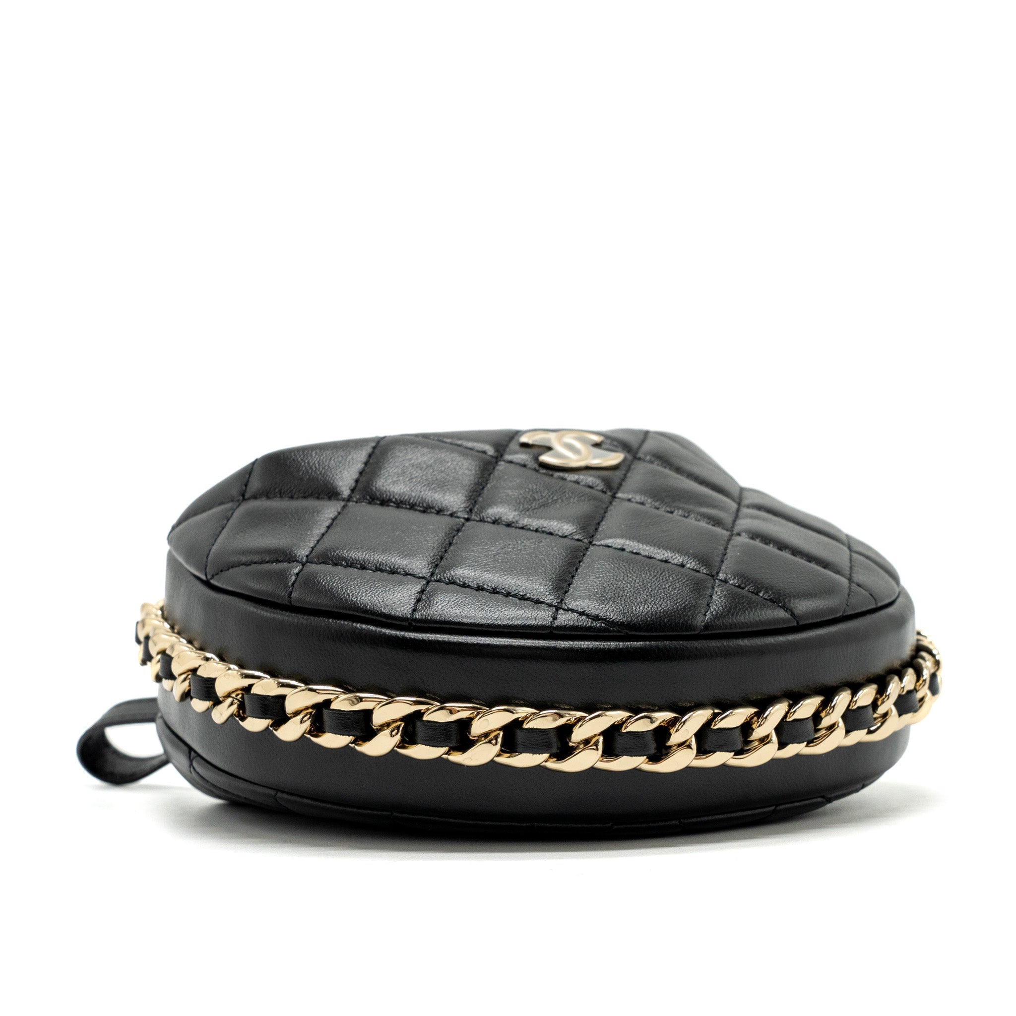 CHANEL 23C ROUND CLUTCH LAMBSKIN BLACK GHW (MICROCHIP)