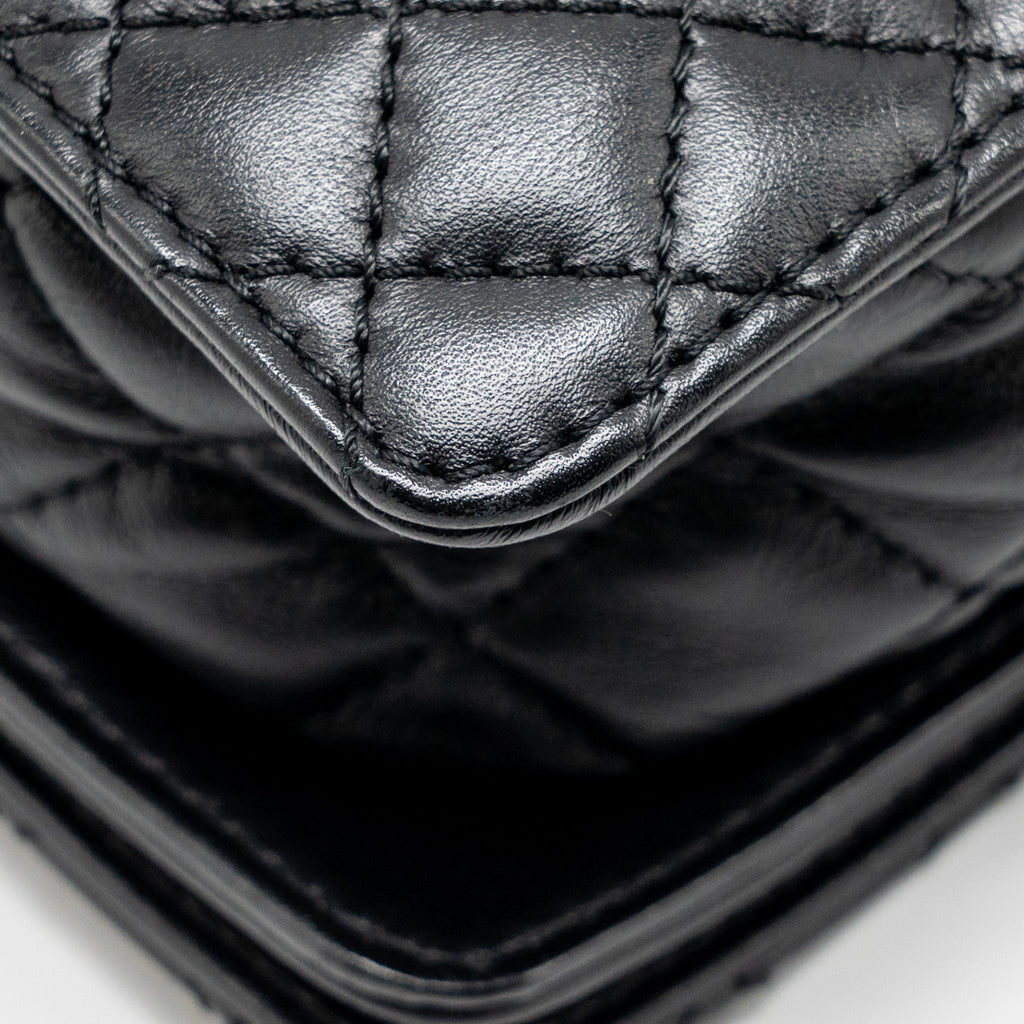 CHANEL MULTI CHAIN BOY BAG CALFSKIN/TWEED BLACK SHW