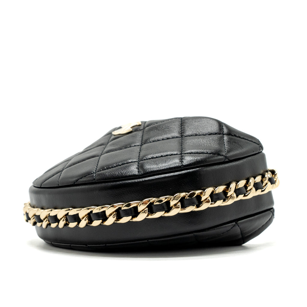 CHANEL 23C ROUND CLUTCH LAMBSKIN BLACK GHW (MICROCHIP)