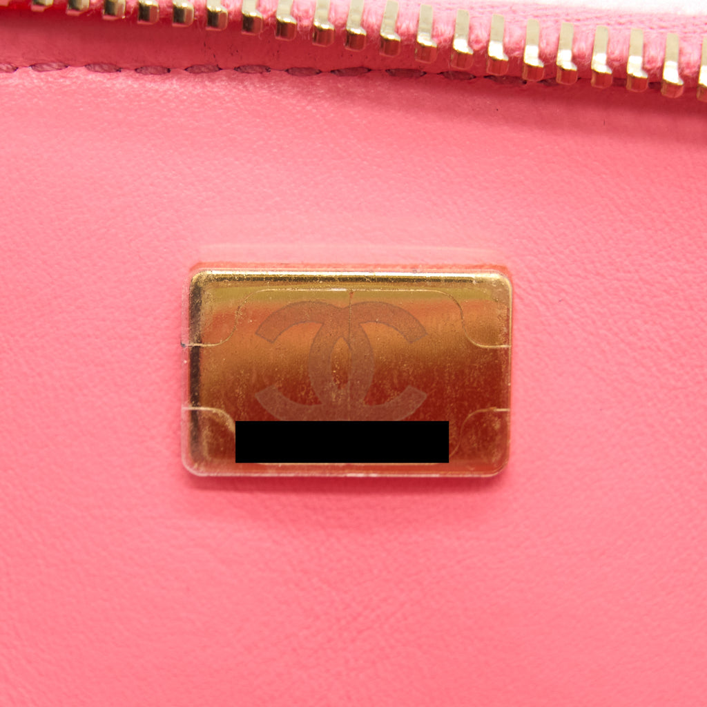 CHANEL 22S LETTER TOP HANDLE SMALL VANITY CASE CAVIAR PINK BRUSHED GHW(MICROCHIP)